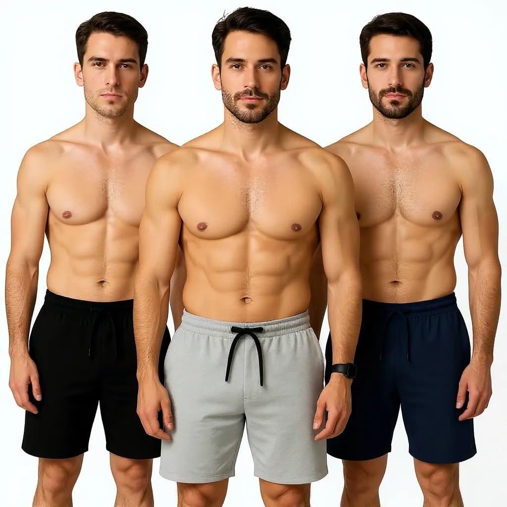 AD2CART Men's Cotton Casual Night Zip Pocket Bermuda Shorts Man Men Combo Pack of 3 R001 VA10 Black L 1