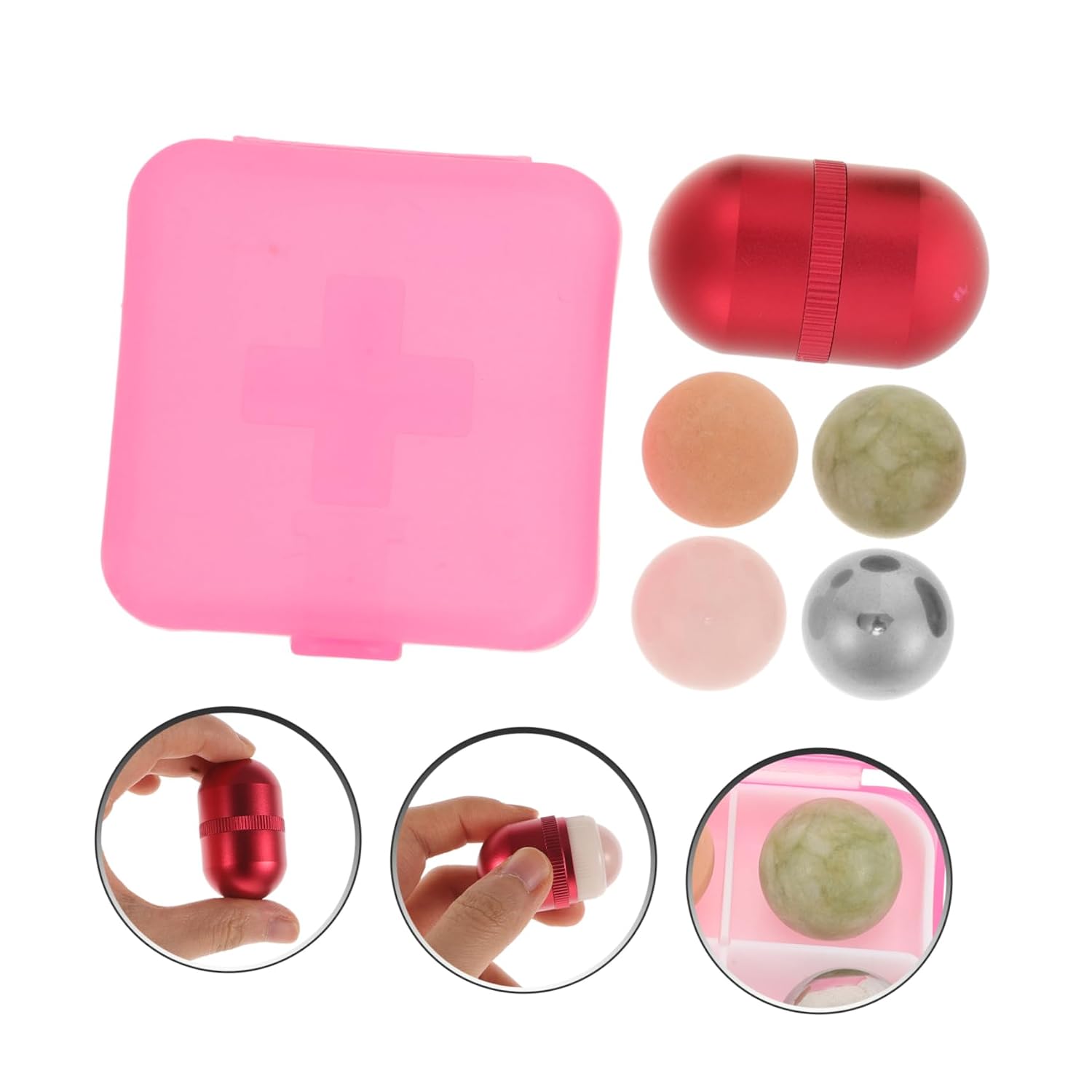 PartyKindom 1set Volcanic Stone Roller for Eye and Facial Massage Kit for Puffiness Relief and Skin Includes Jade and Volcanic Stones for Skincare Routine