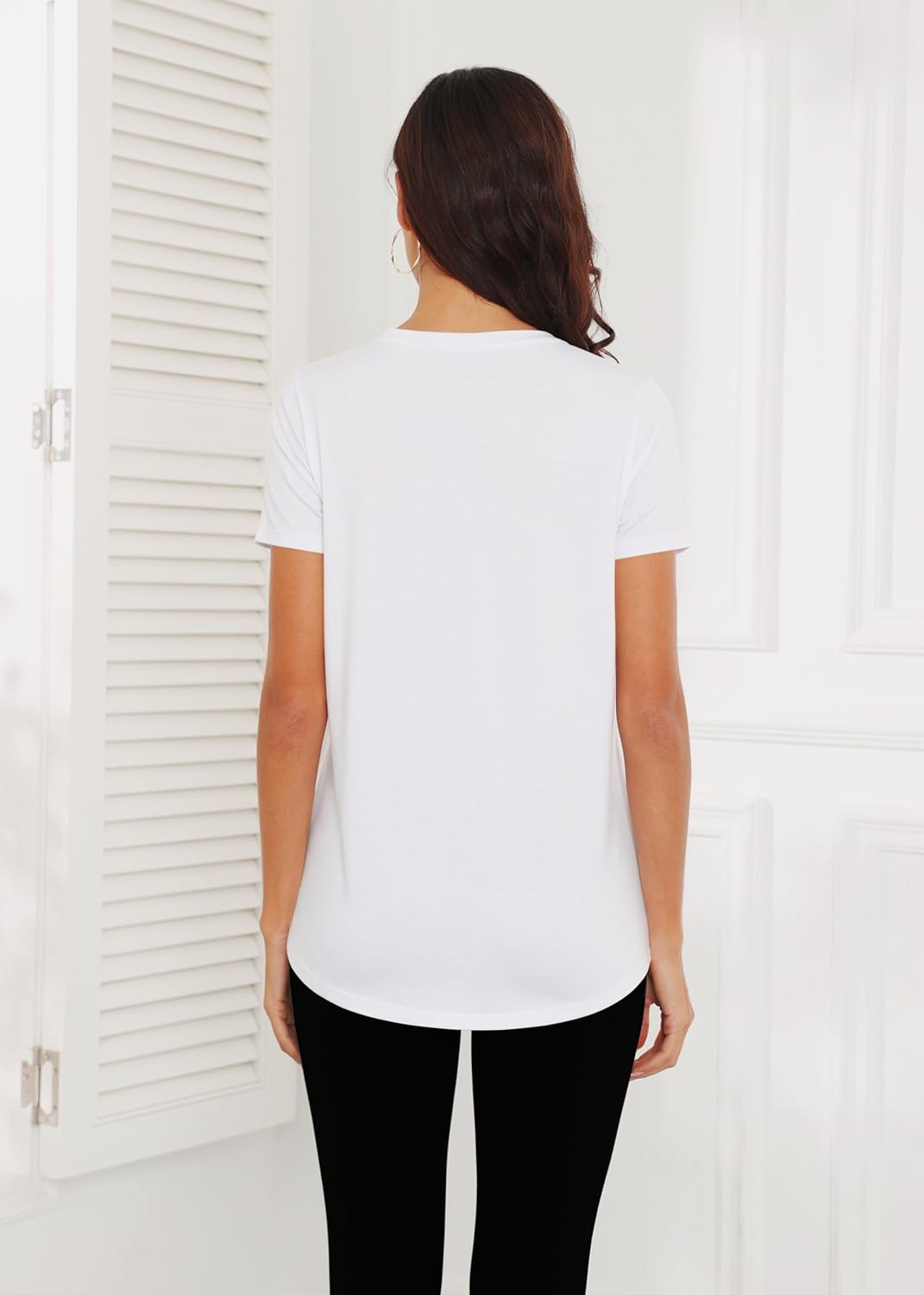 Smile Fish Women Crewneck Loose Fit Tunic Tops Short Sleeve Dressy Casual Summer Long Tee Shirts - Image 2