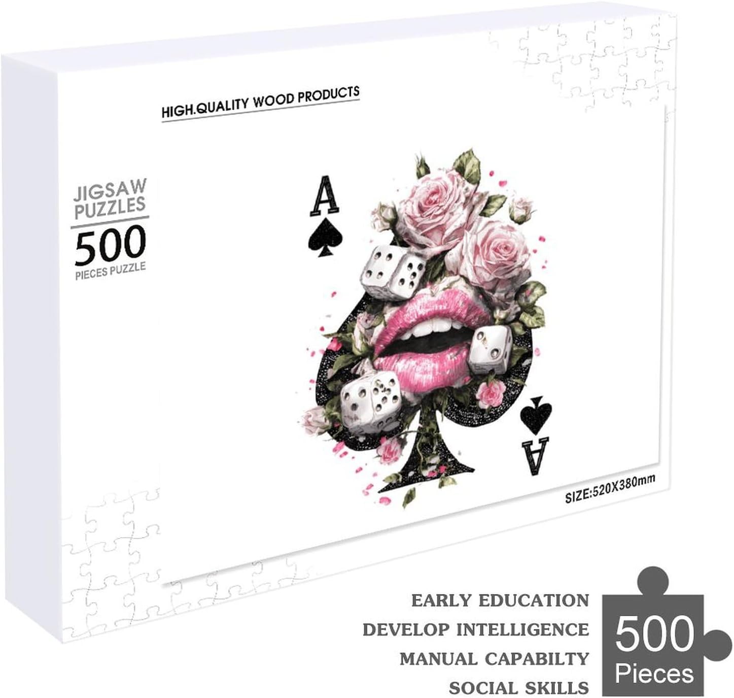 Acees Playing Card Poker Puzzles for Adults 500 PCS Wooden Jigsaw Puzzle Wall Decor Christmas
