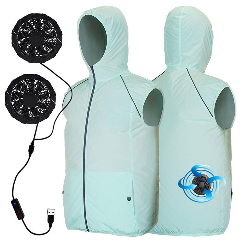Chaqueta con ventilador para evitar el sudor excesivo y golpes de calor