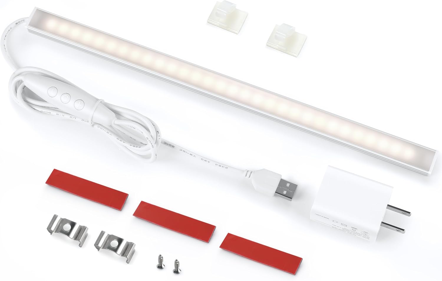 Litever Under Cabinet Lighting with USB Power for Kitchen Counter, Workbench, Coffee Station, Workspace, Closet. Adapter, Dimmer, 12 Inch LED Light. Cool White 4000K