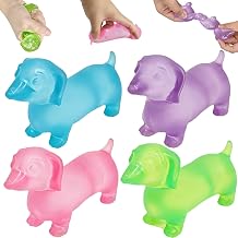 4Pcs Squishy Fidget Toys, Sausage Dog Squeeze Sensory Toys for Autism | Cute Taba Squishy, Soft Slow Rising Squishies Stress Balls, Novelty Gift Anxiety Relief Focus for Adult Work School