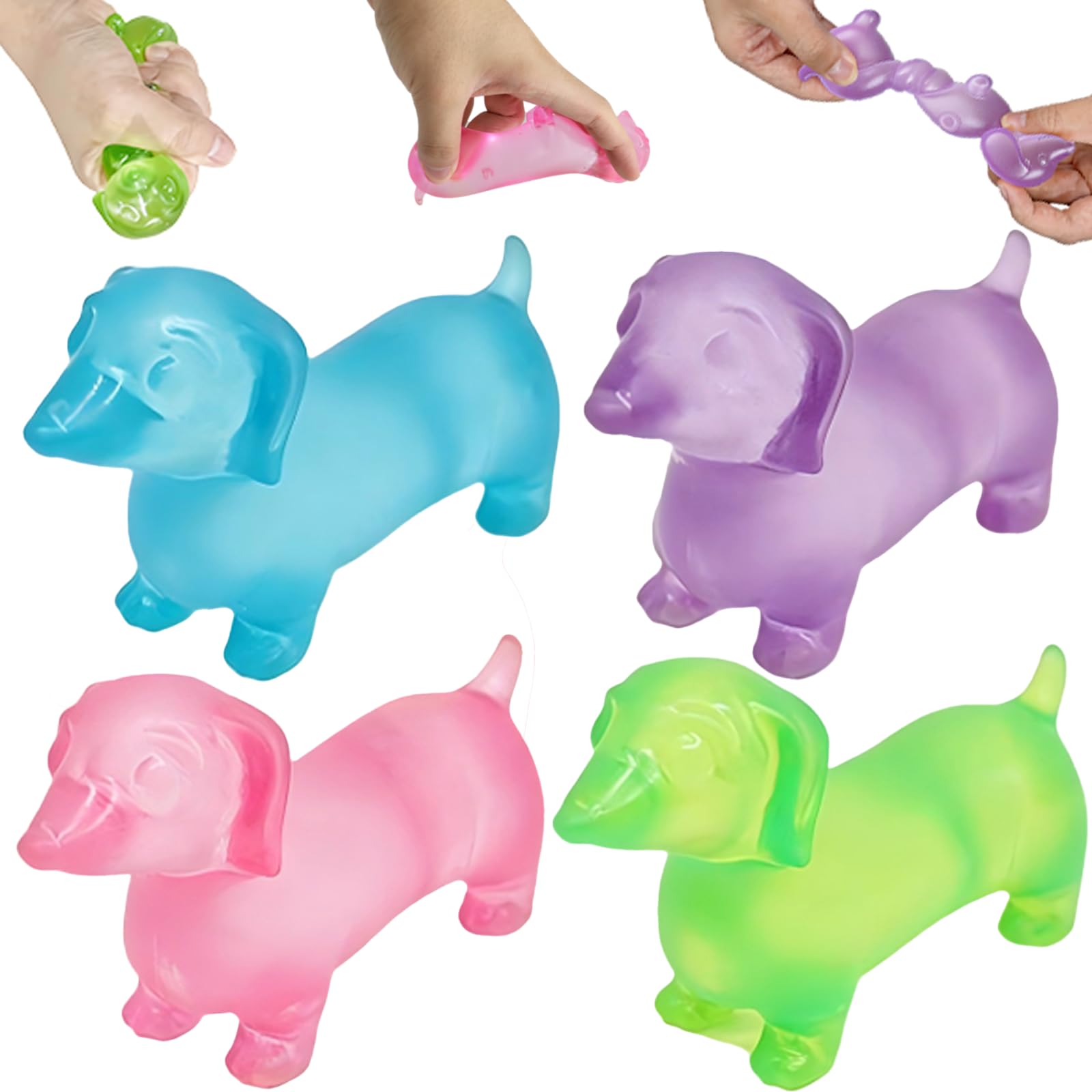 4Pcs Squishy Fidget Toys, Sausage Dog Squeeze Sensory Toys for Autism — image 1