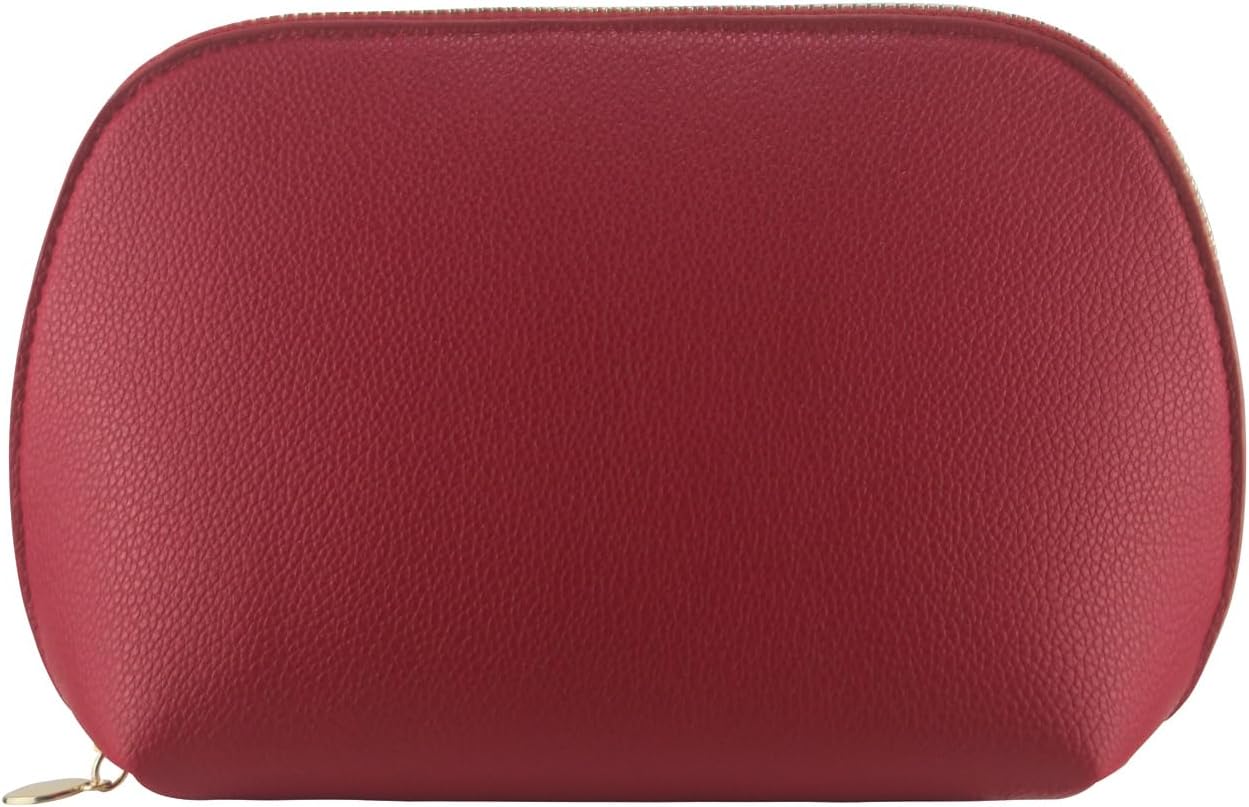 Small Travel Cosmetic Bag Portable Makeup Bag PU Leather Makeup Pouch for Women (PU leather, Red) - Image 3