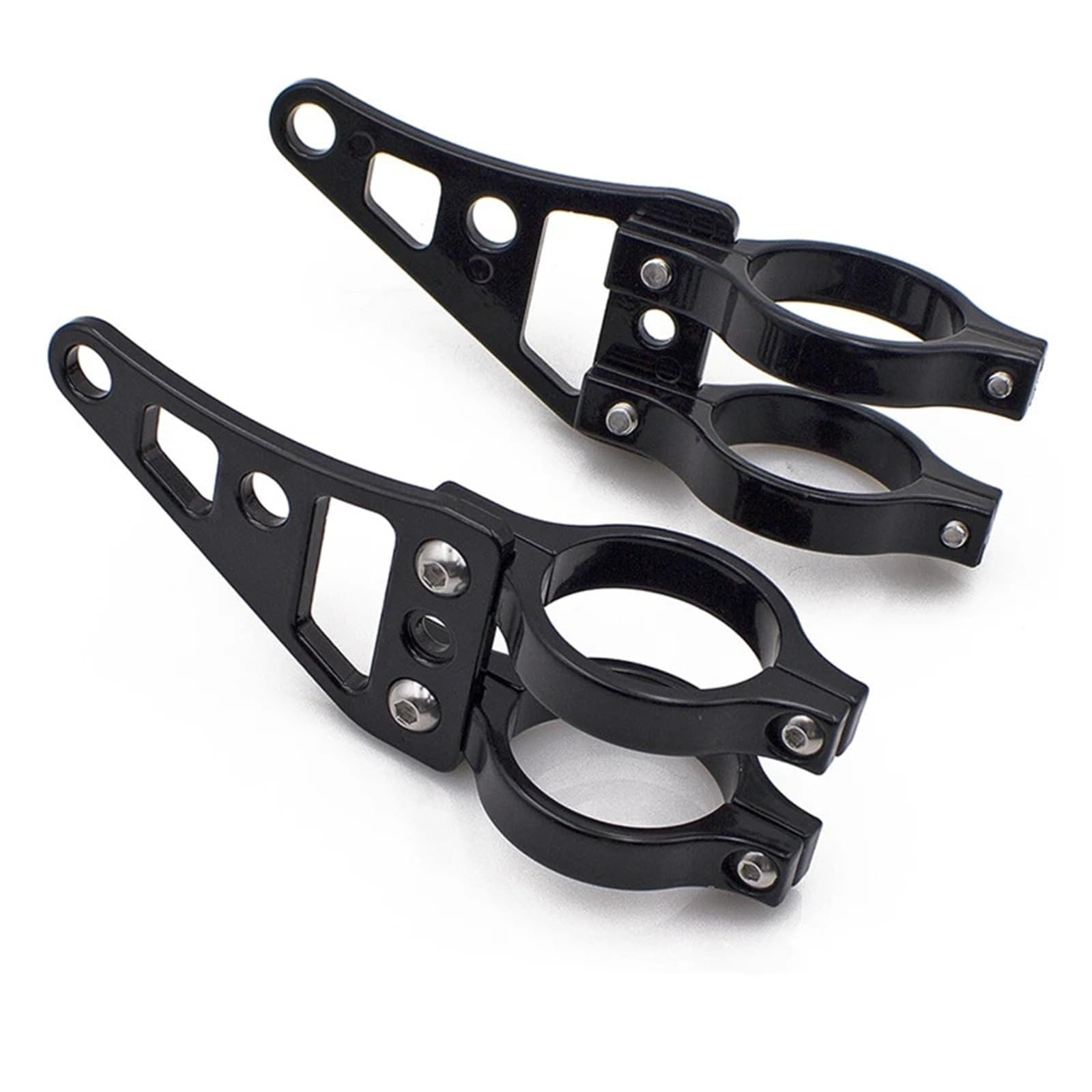 Bracket Light 2Pcs Universal Motorcycle Headlight Mount Bracket Fork Ear Chopper Headlamp Holder Clamp 39-41mm Fit for Harley Bobber Racer(Black)