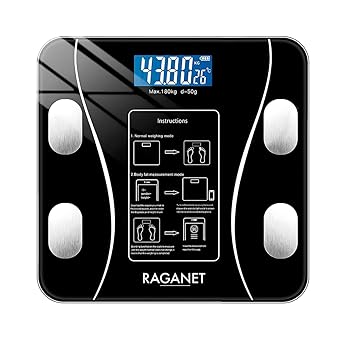 Raganet, Báscula Electrónica Bluetooth, Digital e Inteligente, Para Medir Peso,
