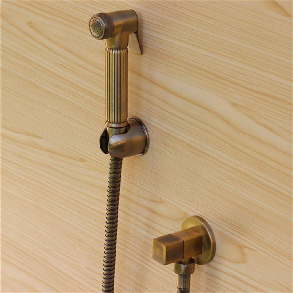 Solid Brass Toilet Handheld Spray Portable Bidet Shower Sprayer Set with Single Cold Shower Faucet Antique Brass Toilet,Set B (Set B)