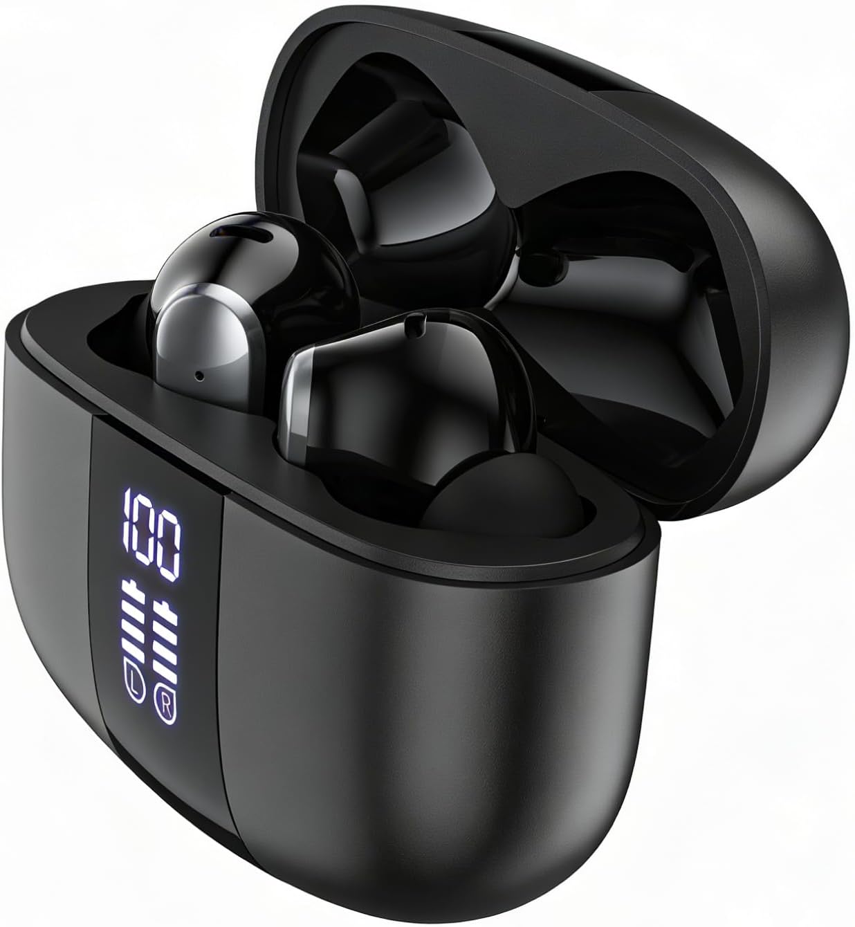 Bluetooth 5.4 Wireless Earbuds,13mm Drivers, ENC 4-Mic Call Clarity, 30H Total Playtime, LED Power Display Case, Lightweight Secure Fit