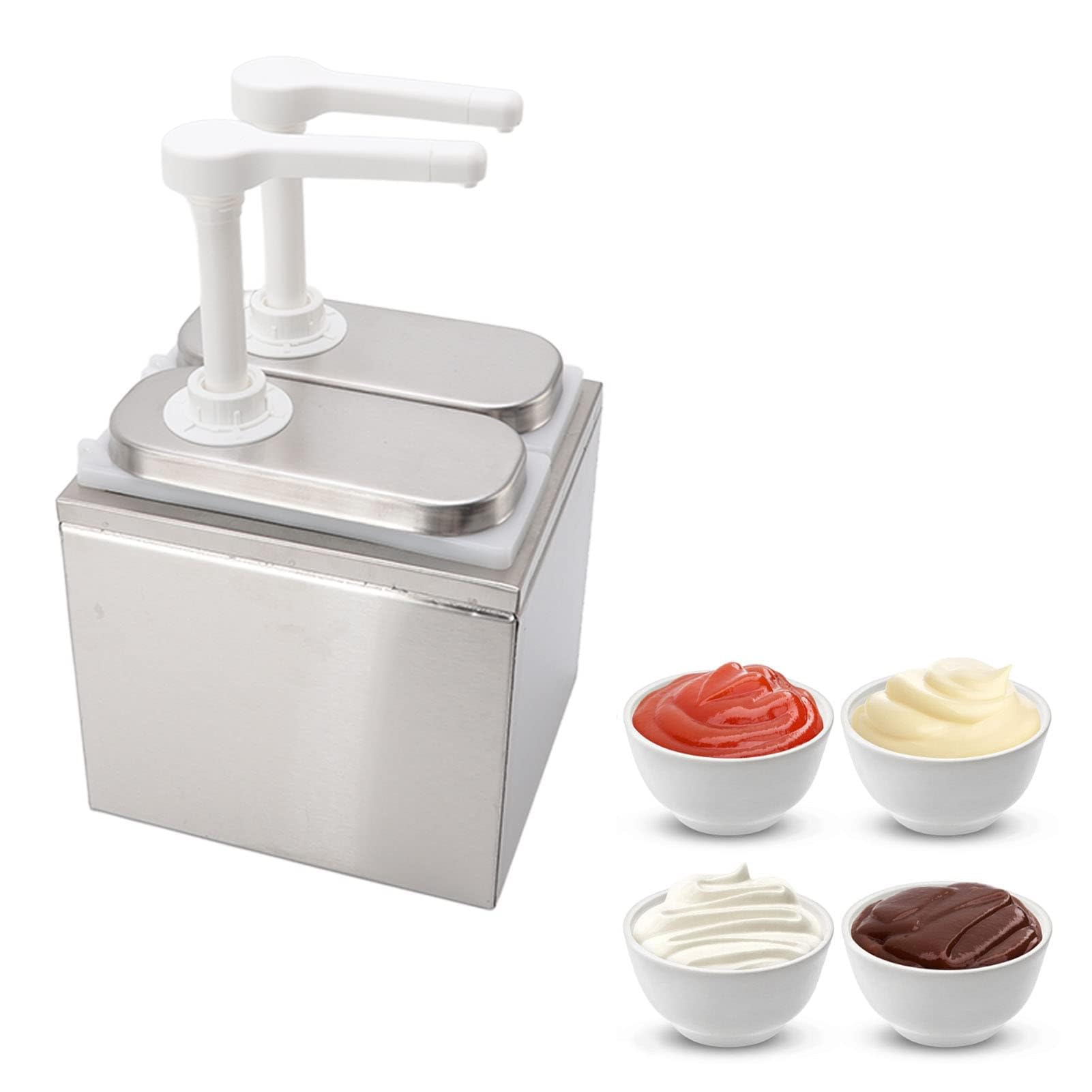 Dispenser di salse, dispenser di ketchup, in acciaio inox, per la , la casa, la senape, il , il latte, la besciamella (pompa doppia da 1 litro)