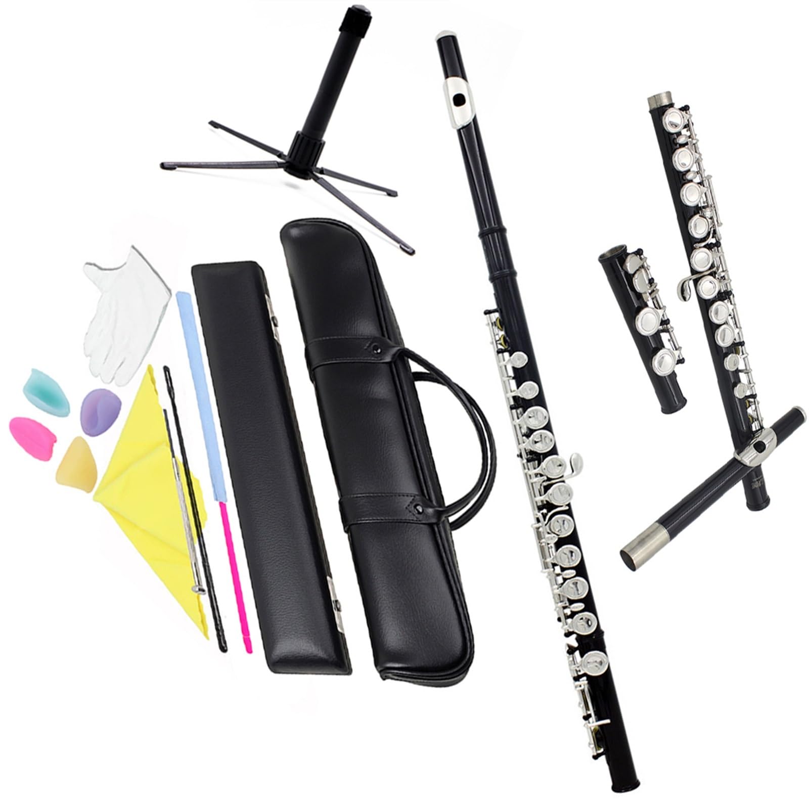 16-Loch-C-Tasten-Flöteninstrument Mit Koffer, Handschuhen, Flötenzubehör, Holzblasinstrumenten Flöteninstrument (Color : Style 5set)