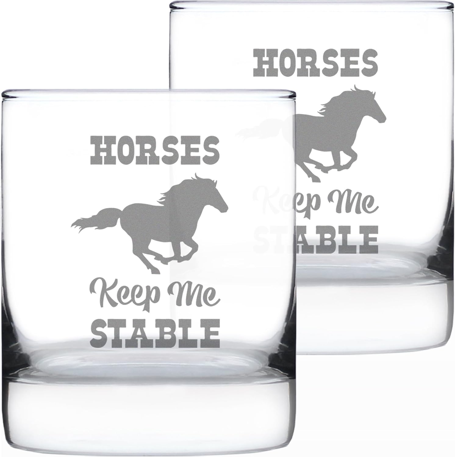 Custom Horses Keep Me Stable Whiskey Rocks Glass - Personalized Funny Horse Gifts for Equestrians - 10.25 Ounce