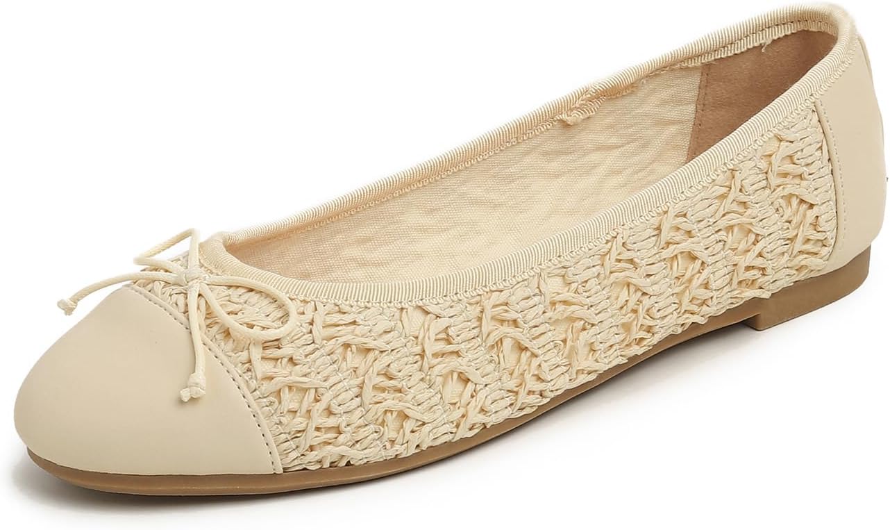 Beige Raffia Toe Cap