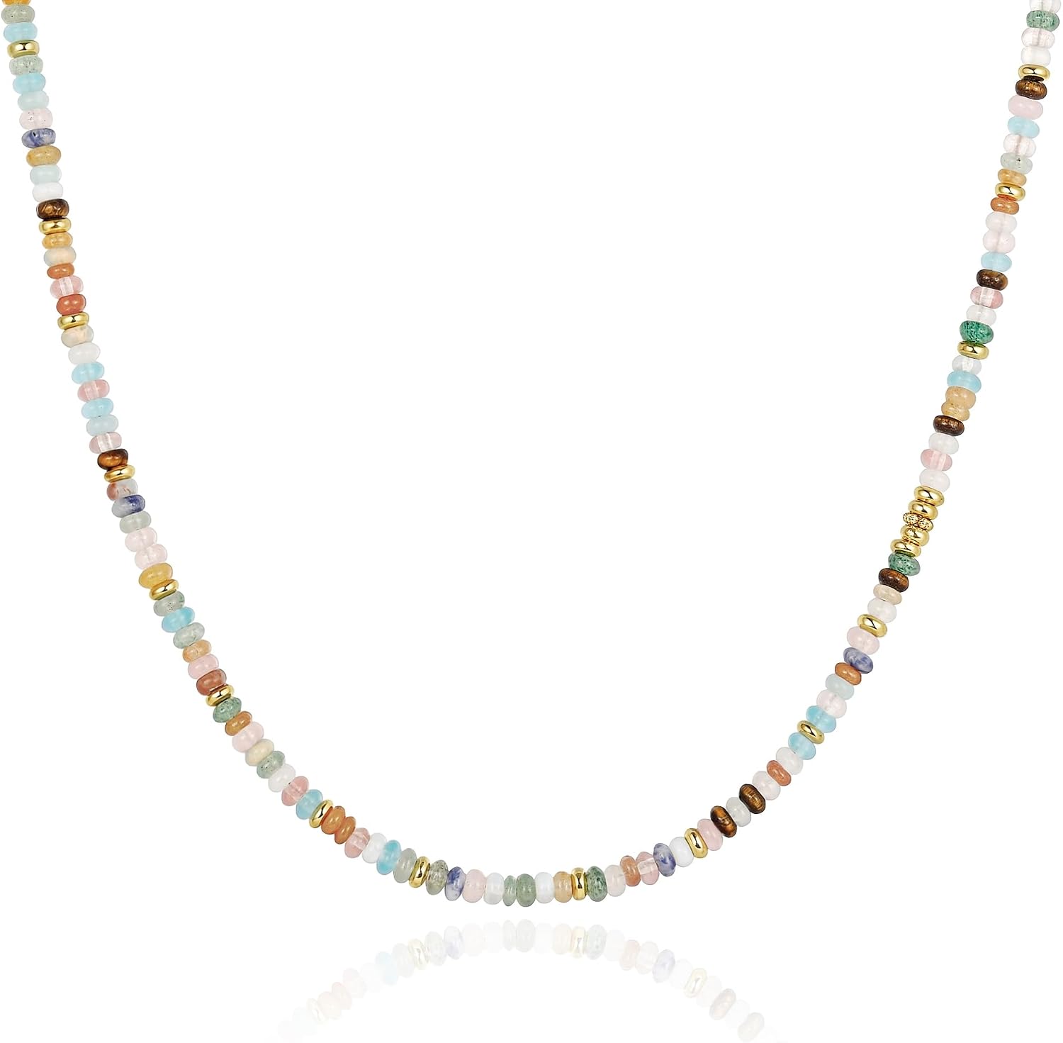 Beaded Necklace for Women Boho Natural Gemstone Colorful Choker