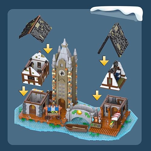 Miniatura 6 de MISINI 89150 - Juego de bloques de construcción de casa de mercado medieval, 3335 Teile Modular Design Medieval Castle Series, MOC Street View Kit