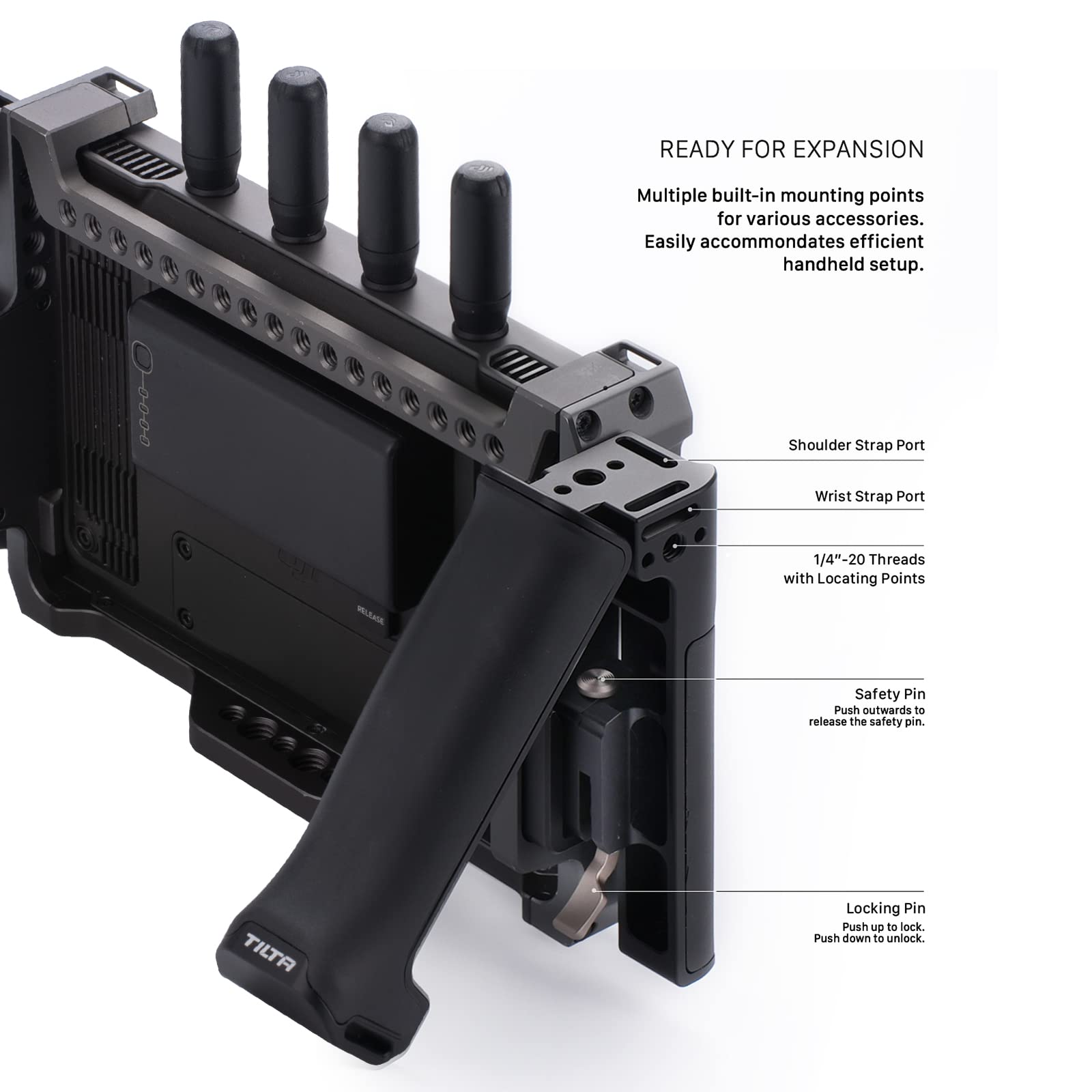 Tilta Monitor Support Handles Poignées de Support pour Moniteur à Distance DJI Via 1/4" -20 Threads Camera Accessorie Video Making Kit TGA-MSH