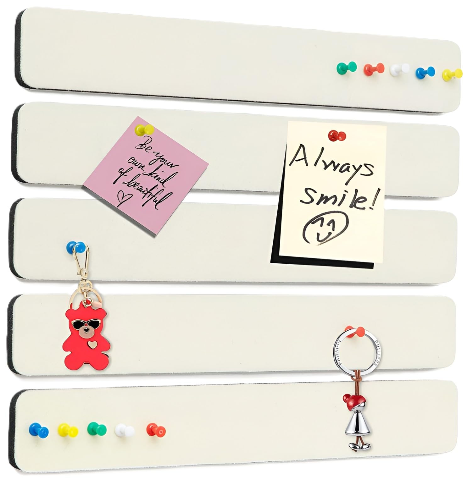 SYGA 5 Pack Felt Bulletin Board, Felt Message Board with 35pcs Drawing Pins, Self-Adhesive Lightweight Bulletin Board Strips for Paste Notes, Photos, Schedules (Off-White)-image-36