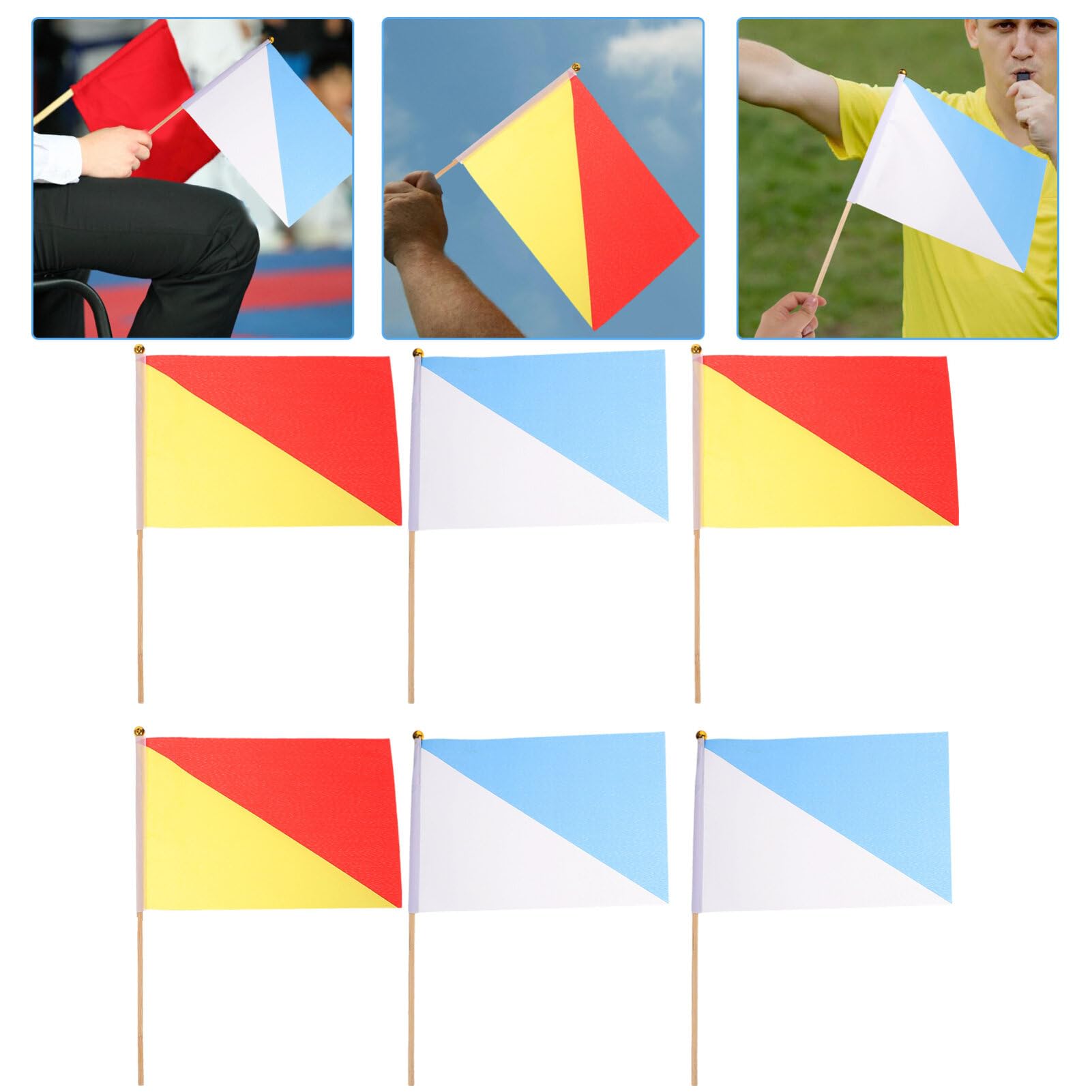 BESPORTBLE Commanding Signal Flags 6 Pack Referee Flags Reflective for Enhanced Visibility