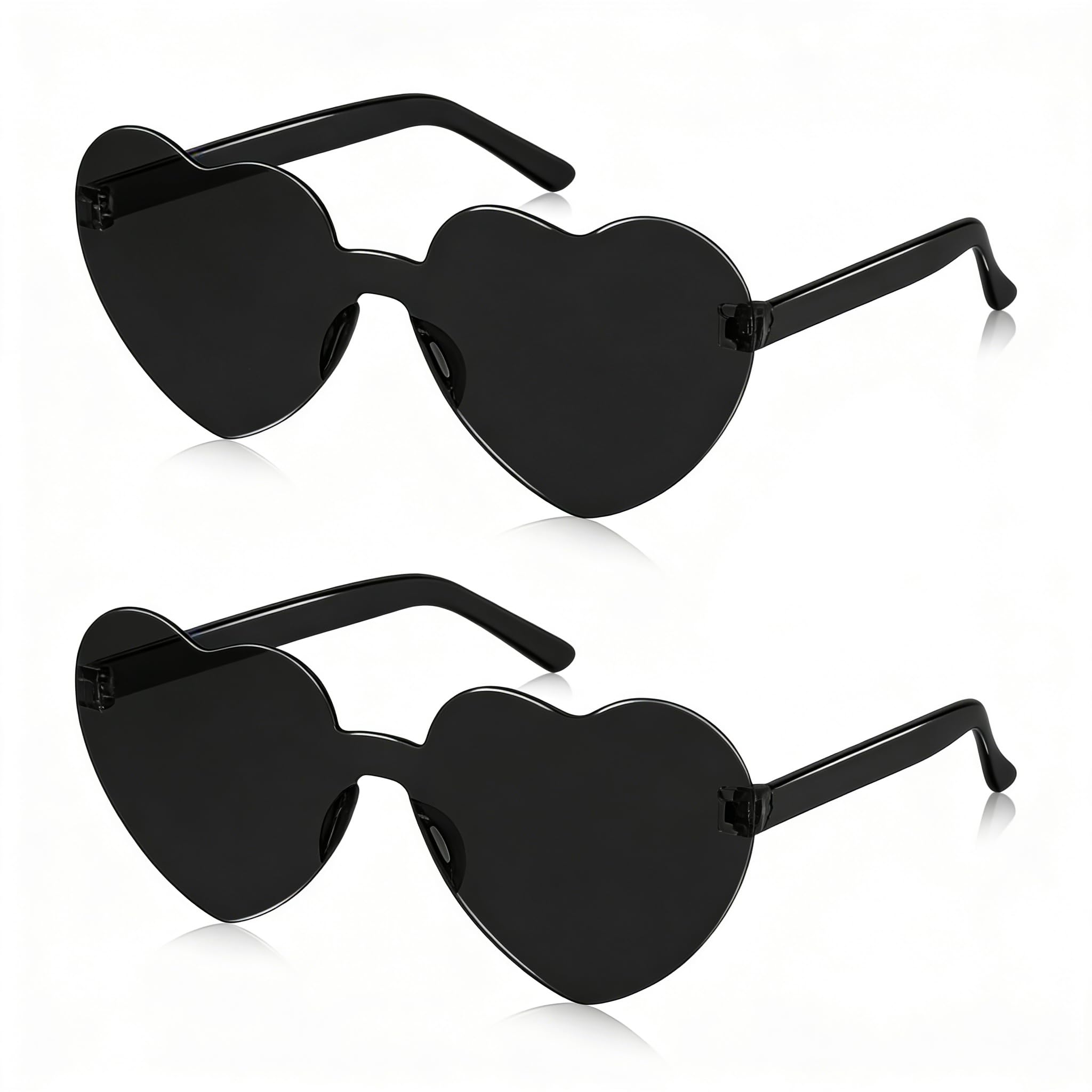 SelfTek Party Glasses Heart, 10 Pieces Heart Sunglasses Magic Colors Party Glasses, Hippie Glasses Heart Shape for Adults, Round Funny Party Glasses for Photo Props (Heart-2PCS-Black) โ image 1