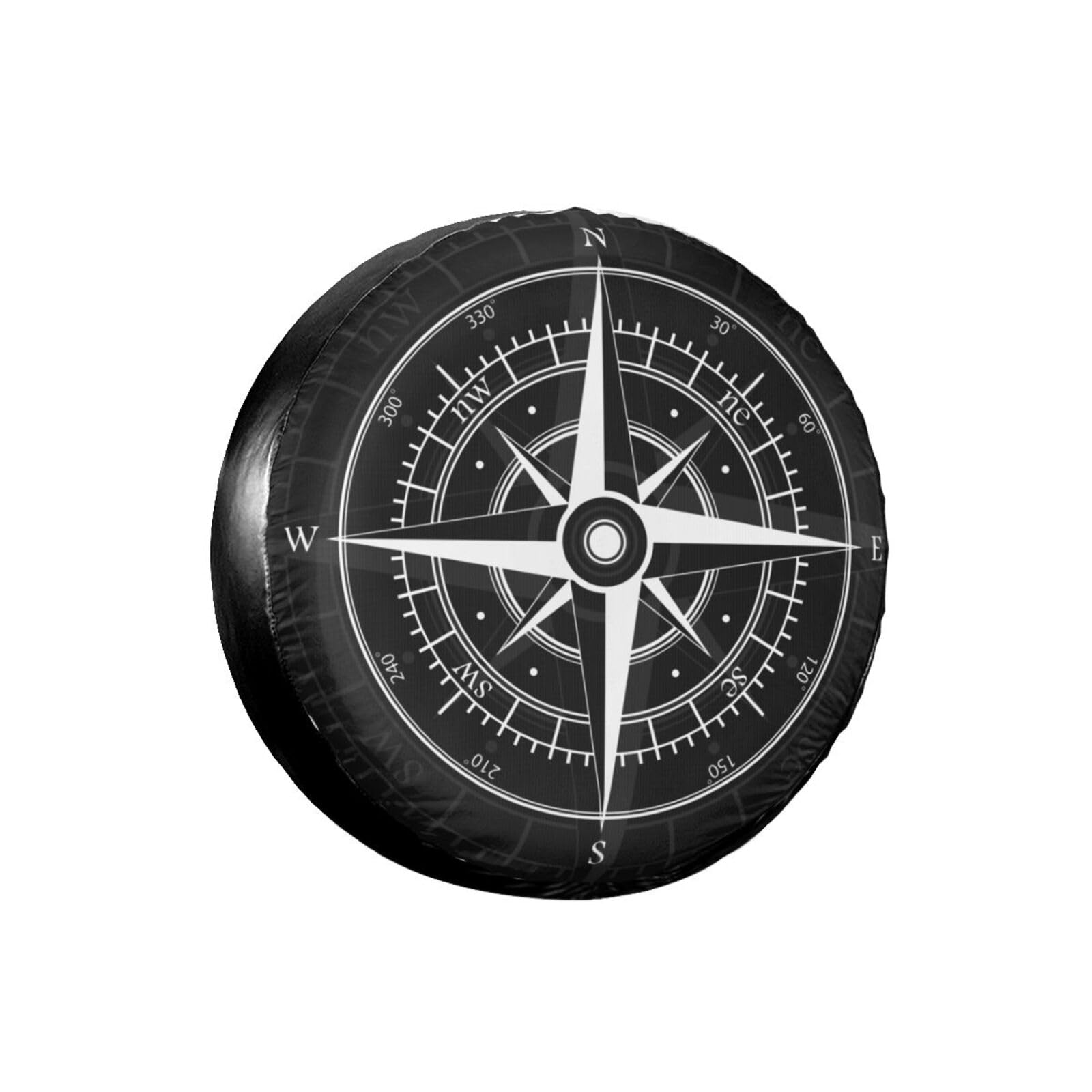 Delerain Compass Black Spare Tire Cover for Jeep RV Trailer SUV Truck and Many Vehicle, Wheel Covers Sun Protector Waterproof (15 Inch for Diameter 27"-29")