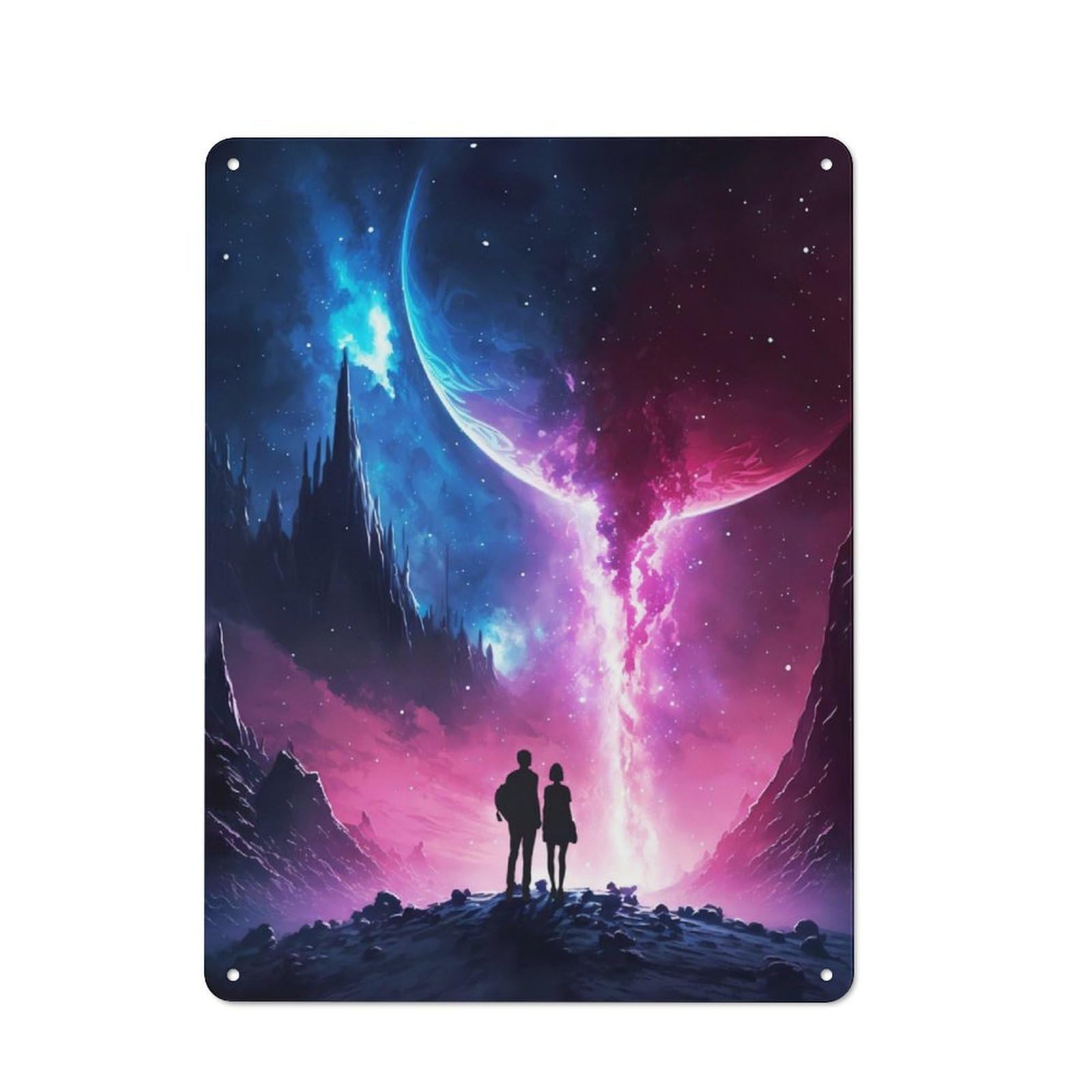 Junmoney Fantasy Stream Of Galaxy Retro Metal Wall Sign 40X30cm For Guest Room Or Hallway, New-Space Wall Decor For Home Decor Collectors
