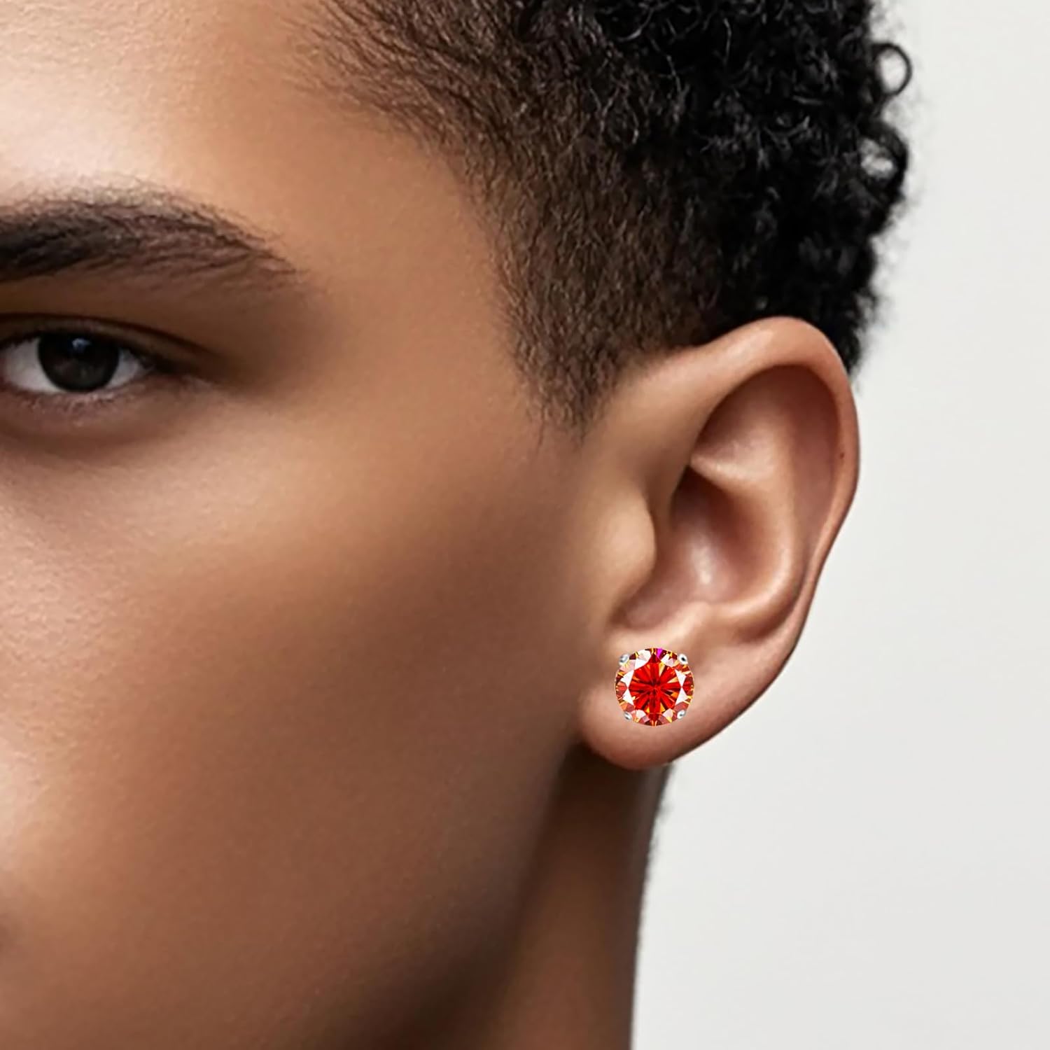 Moissanite Earrings，2ct D Color VVS1 Clarity Solitaire Round Cut Earrings S925 Sterling Silver for Women Men Moissanite Stud Earrings - Image 3