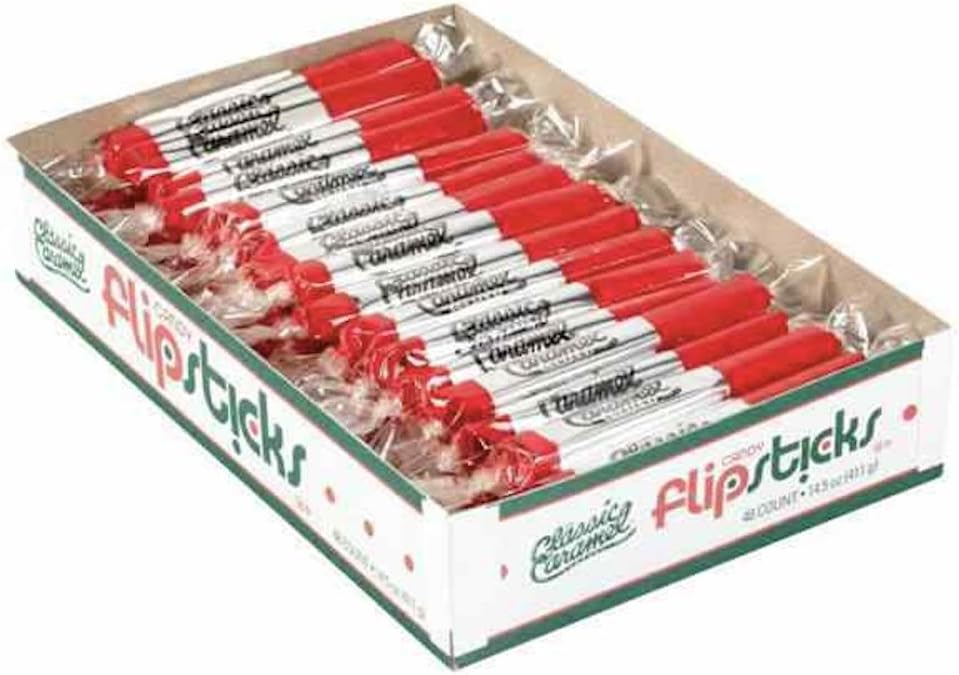 Flipsticks Red Cherry Nougat Taffy Candy 48 Piece Box