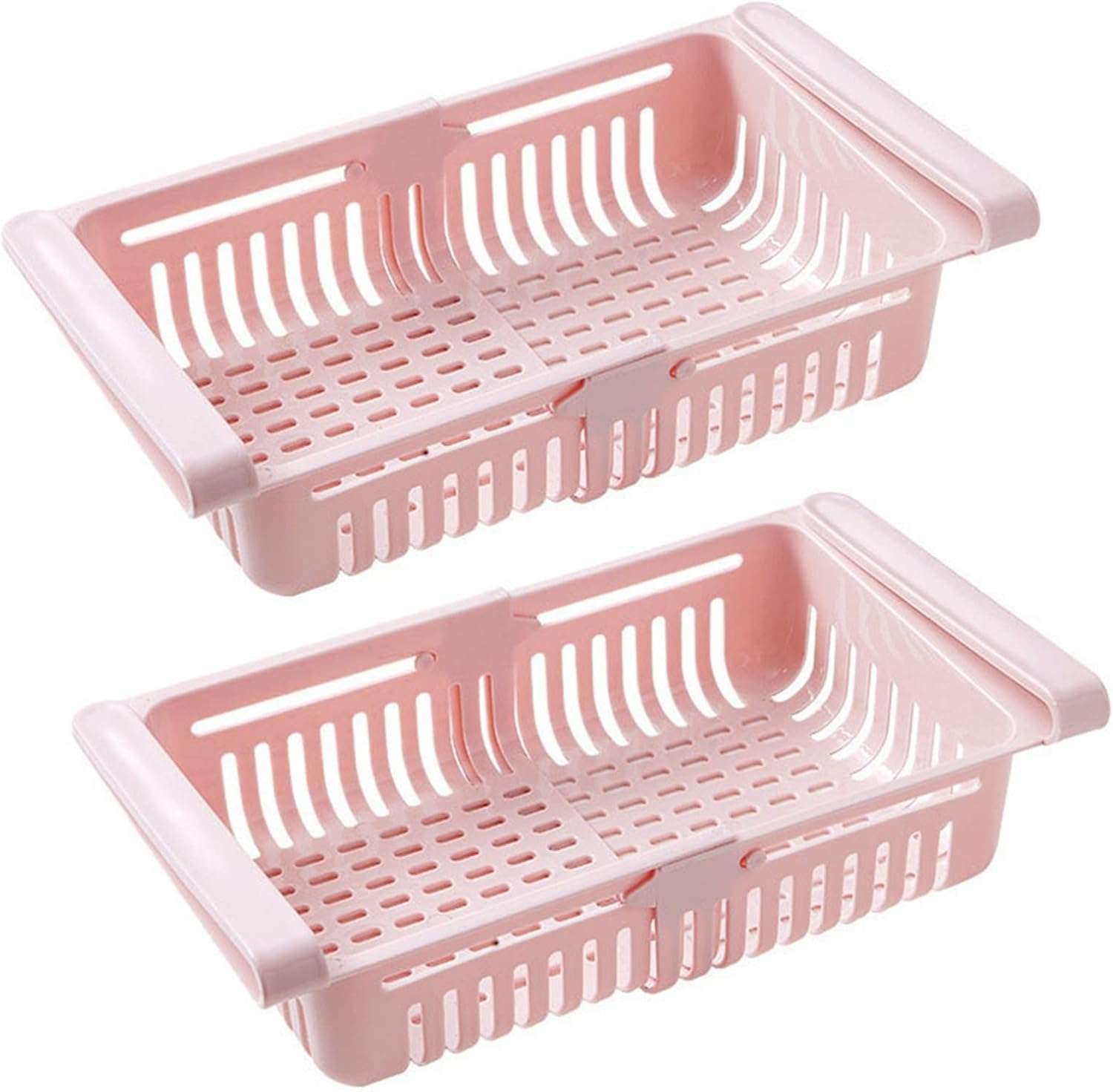 2pcs Fruit Eggs Container for Refrigerator, Plastic Fridge Organizer Slide Under Shelf Drawer Box Rack Holder Refrigerator Drawer (Color : Beige)