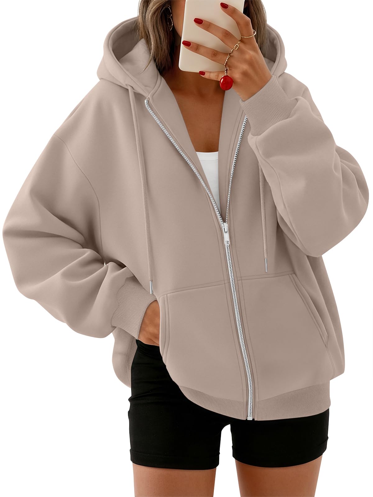 Trendy Queen Womens Oversized Zip Up Hoodies Y2K Fall Sweatshirts 2026