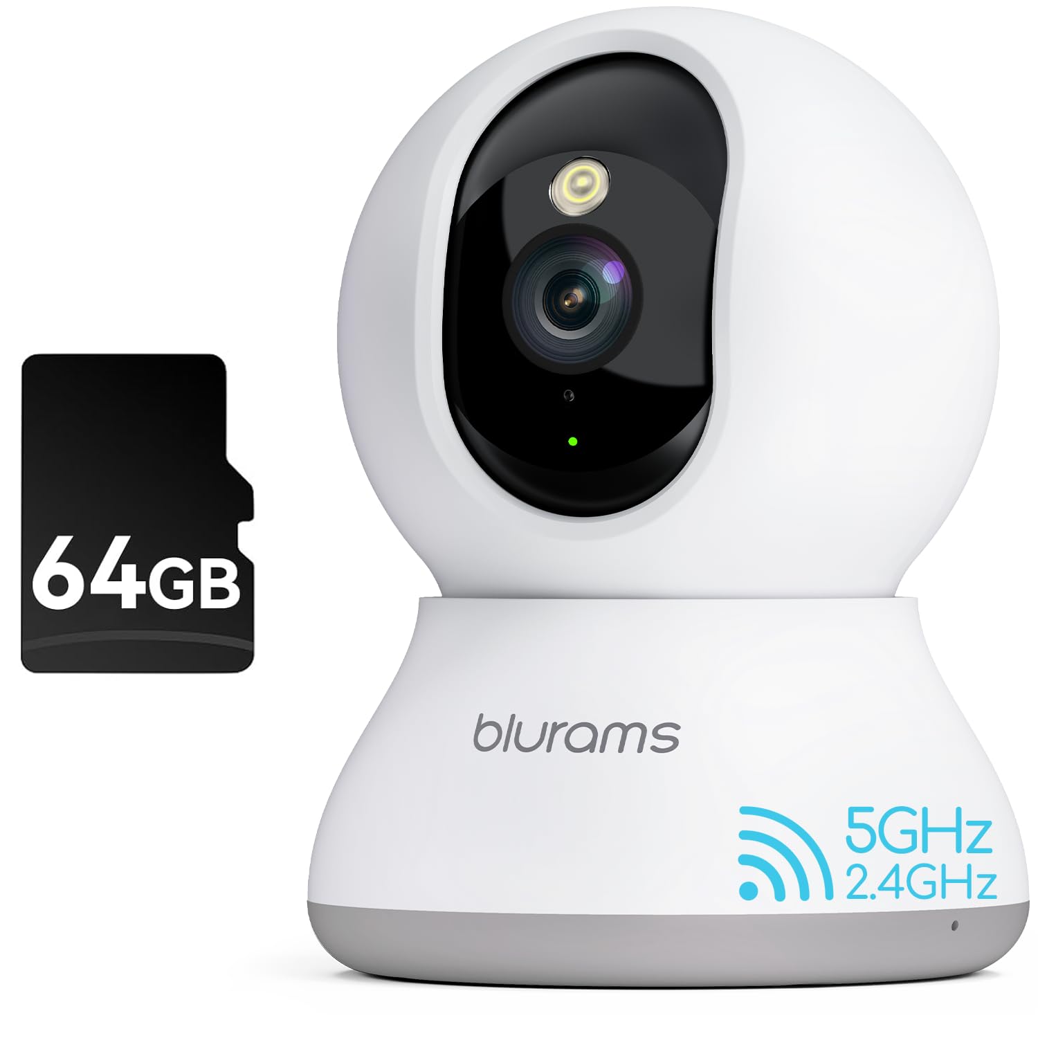 blurams Security Camera, 2K Indoor Camera, Pet Camera for Home Security w/Motion Tracking, Phone App, 2-Way Audio, IR Night Vision, Works with Alexa & Google Assistant (White + 64GB TF Card)