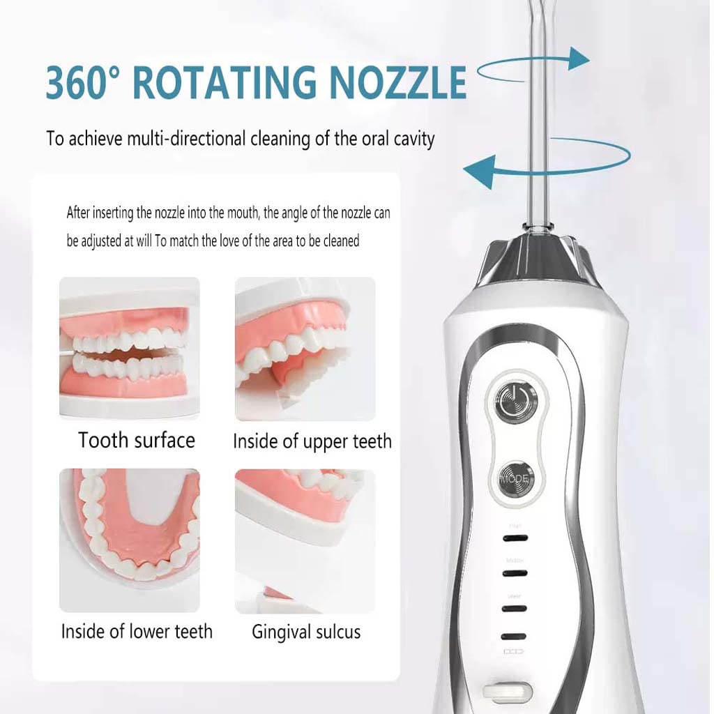 TJH Idropulsore, Denti puliti, irrigatore Orale Dentale Professionale Senza Fili - Serbatoio d'Acqua da 300 ml, Ricaricabile, velocità Continua Impermeabile Ipx7 per Denti, apparecchi ortodontici