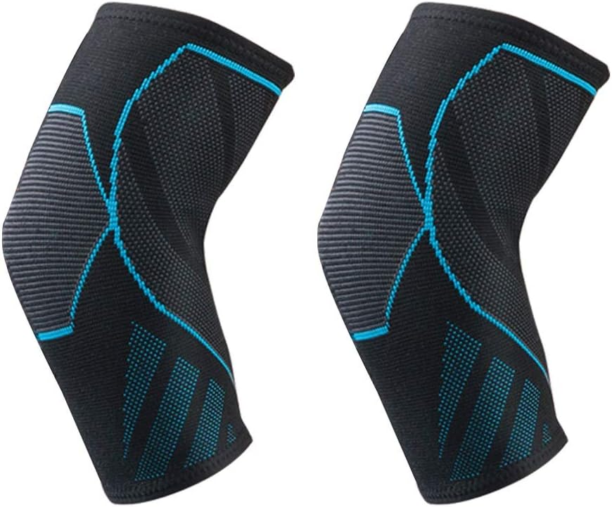 1 Pair Compression Elbow Support Pads Elastic Brace for Men Women Basketball Volleyball Fitness Protector Arm Sleeves(Blue,XL)