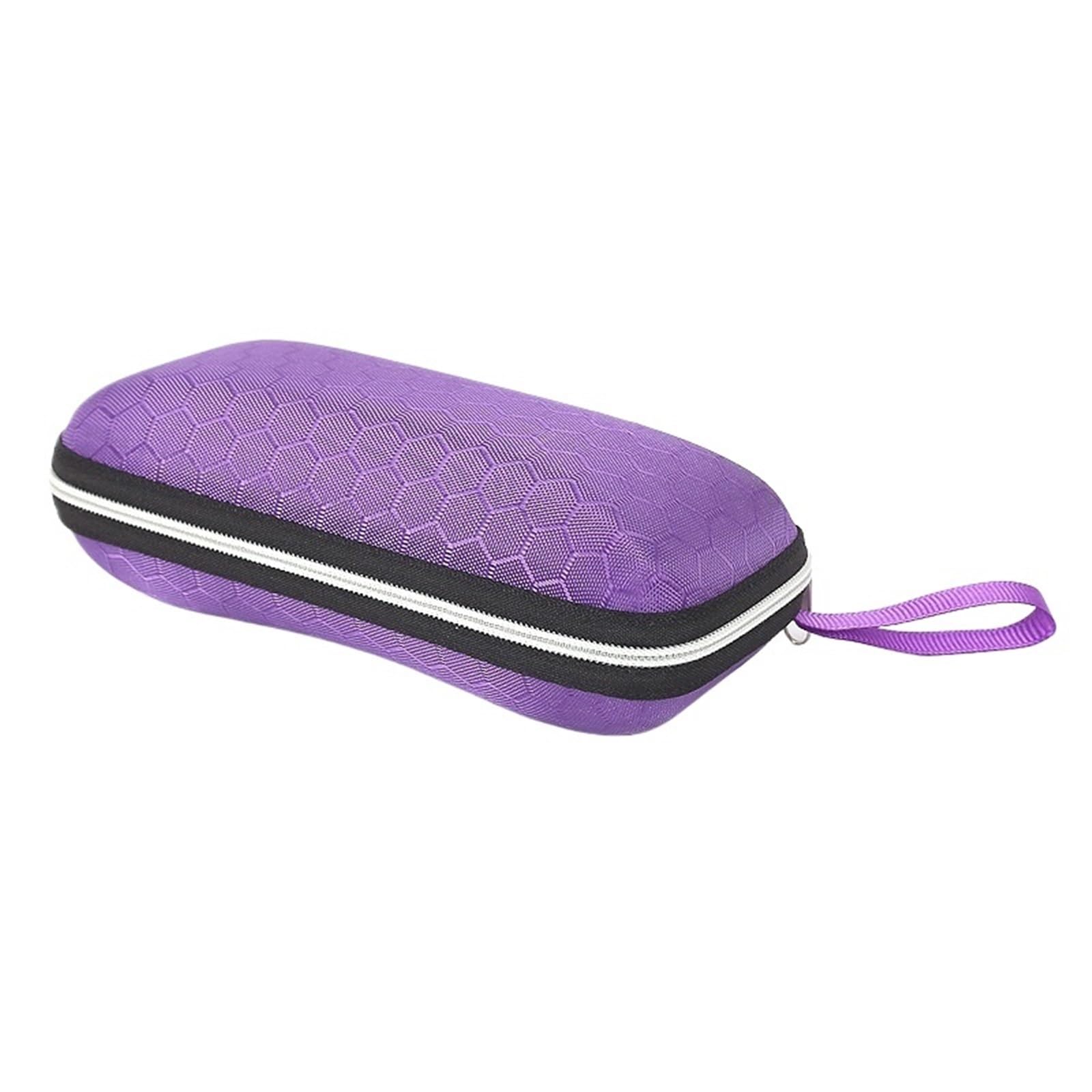 Brillenetui， Tragbares Brillenetui for Damen und Herren mit Trageband, Reißverschluss Schutzhülle(Purple)