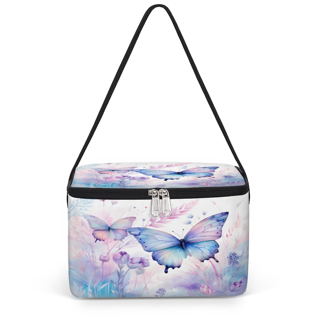 GzLeyigou Bright Butterflies Lunch Bags for Women Men 9 Cans, Hot & Cold Food Delivery Bag Insulated Grocery Bag Insulated Lunch Box Butterfly Cooler Bag for Office Work Picnic Beach