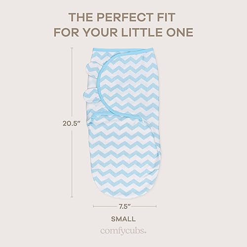 Miniatura 5 de Comfy Cubs - Manta para envolver fácil, 3 unidades - 100% algodón para recién nacidos, pequeña para bebés de 0 a 3 meses, con velcro ajustable, saco