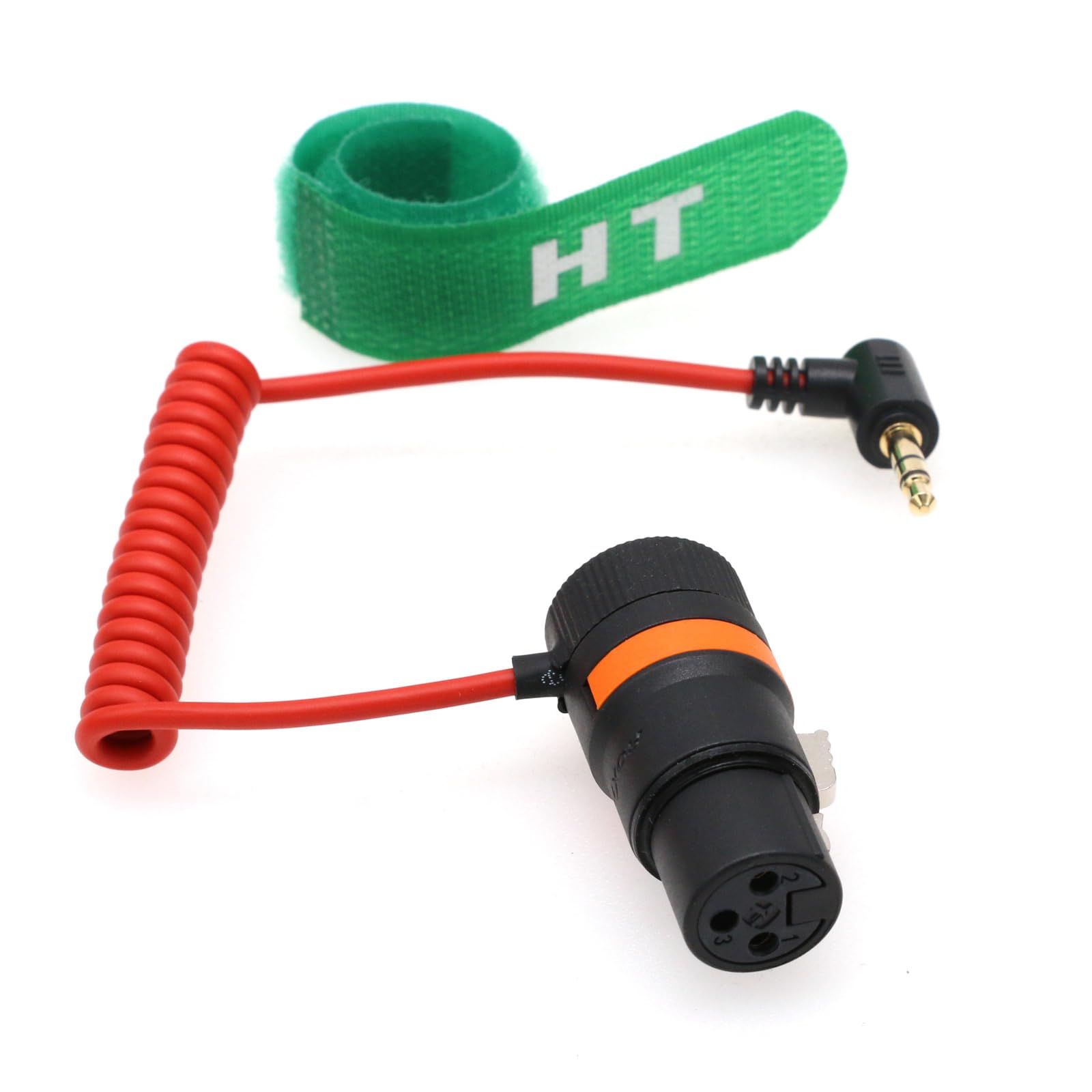 Cavo audio HangTon XLR 3 pin a Mini Jack 3,5 mm per microfono Boya Rode a Red Komodo 6K DSMC2, per fotocamera, telefono, computer, PC, connettore ad angolo retto intrecciato rosso, 50 cm
