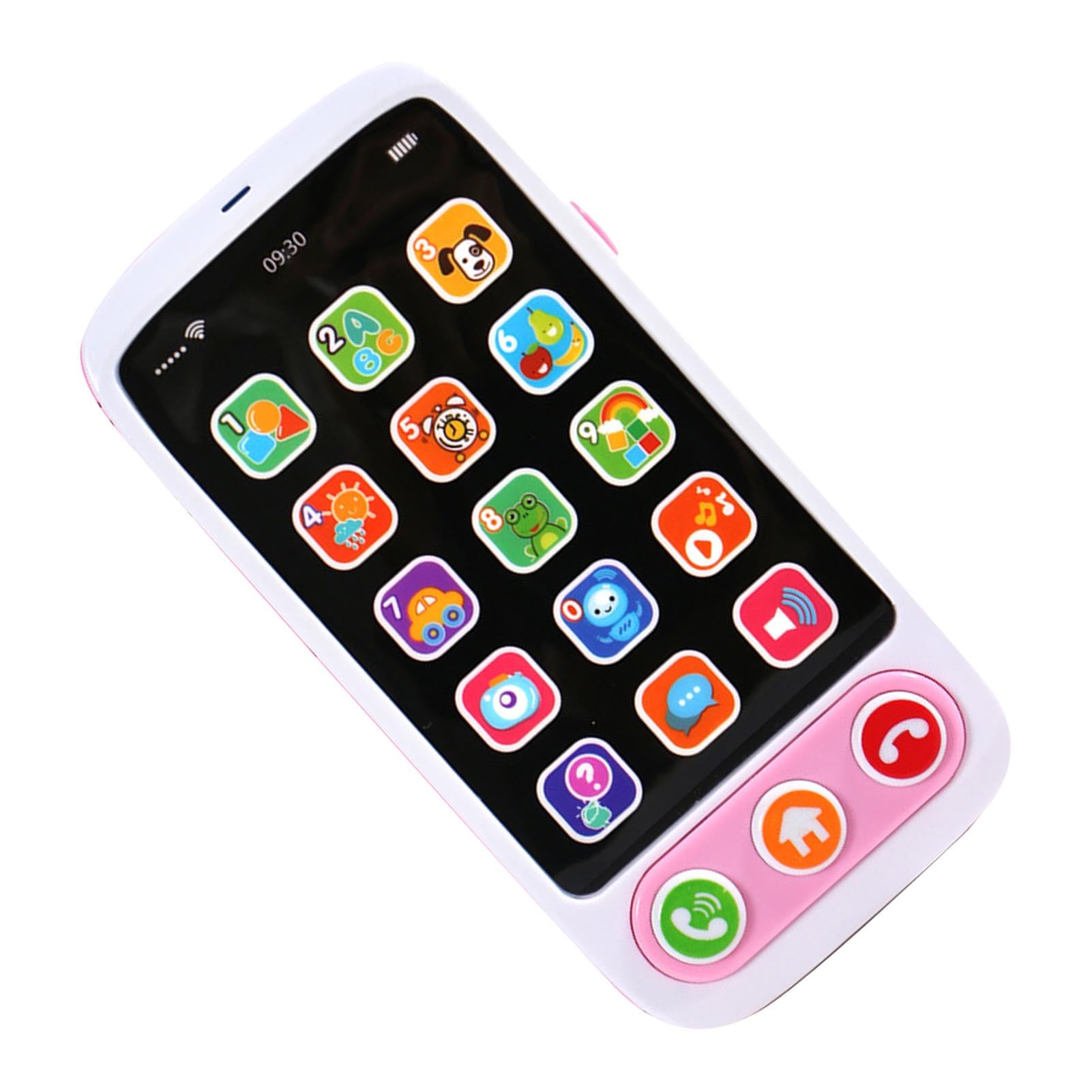 Multifunctional Baby Cell Phone Toy with Music Player, Colorful Lighting, Puzzle Games for Early Education (Pink)