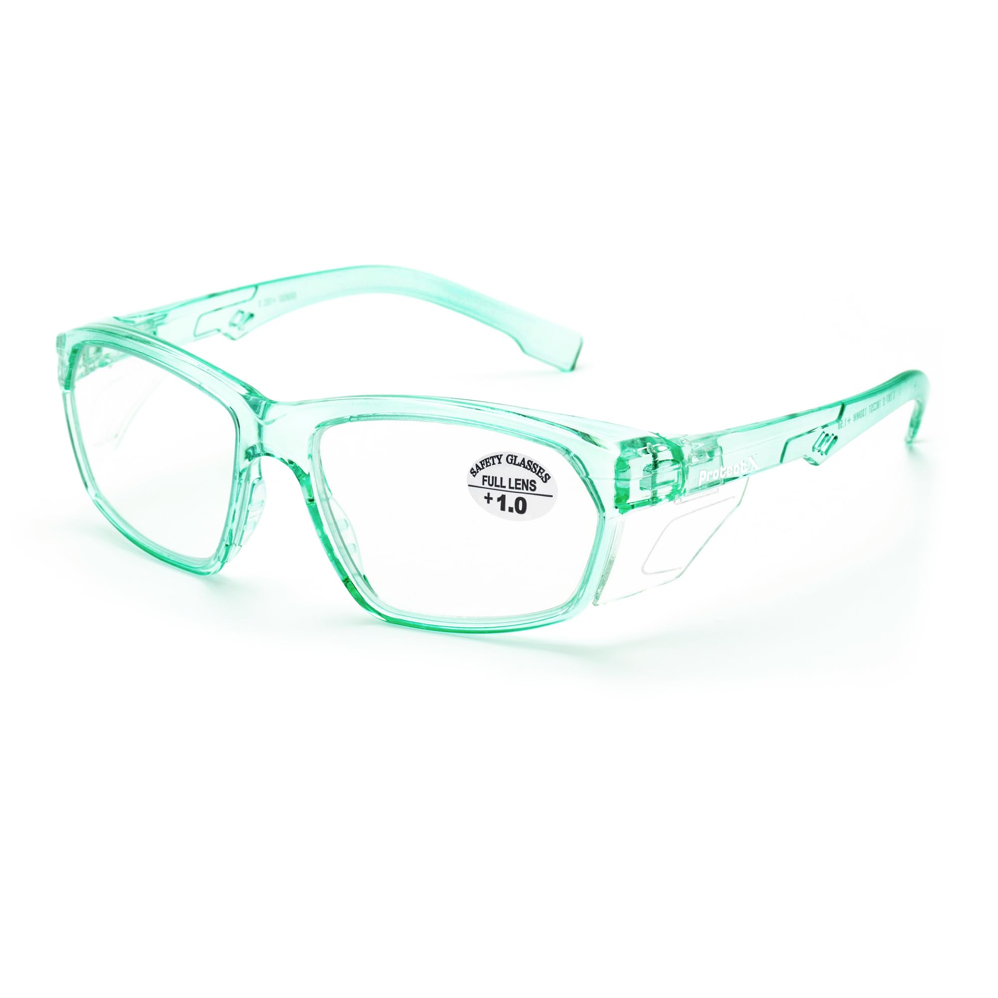 ProtectX Stylish Anti-Fog & Scratch-Resistant Safety Glasses With Readers, UV Protection Goggles, Anti-Impact Lightweight Glasses for Men＆Women Jade