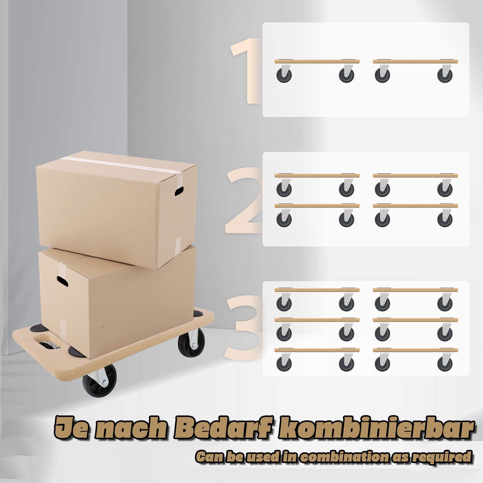ACXIN 4X Möbelroller Transportroller 580 x 290 x 108 mm Transporthilfe mit Rollen Rollbretter Transport für Umzug Möbel-Transport, Möbelhund inkl. Gummipads bis zu 200 kg Traglast