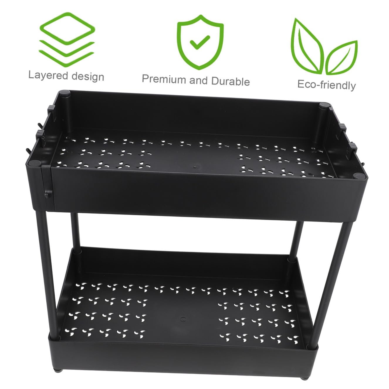 SOLUSTRE Scaffale Portaoggetti Sottolavello Cucina Organizer per Condimenti e Utensili in Acciaio al Carbonio Resistente Elevate capacità Carico per Armadi e Dispense