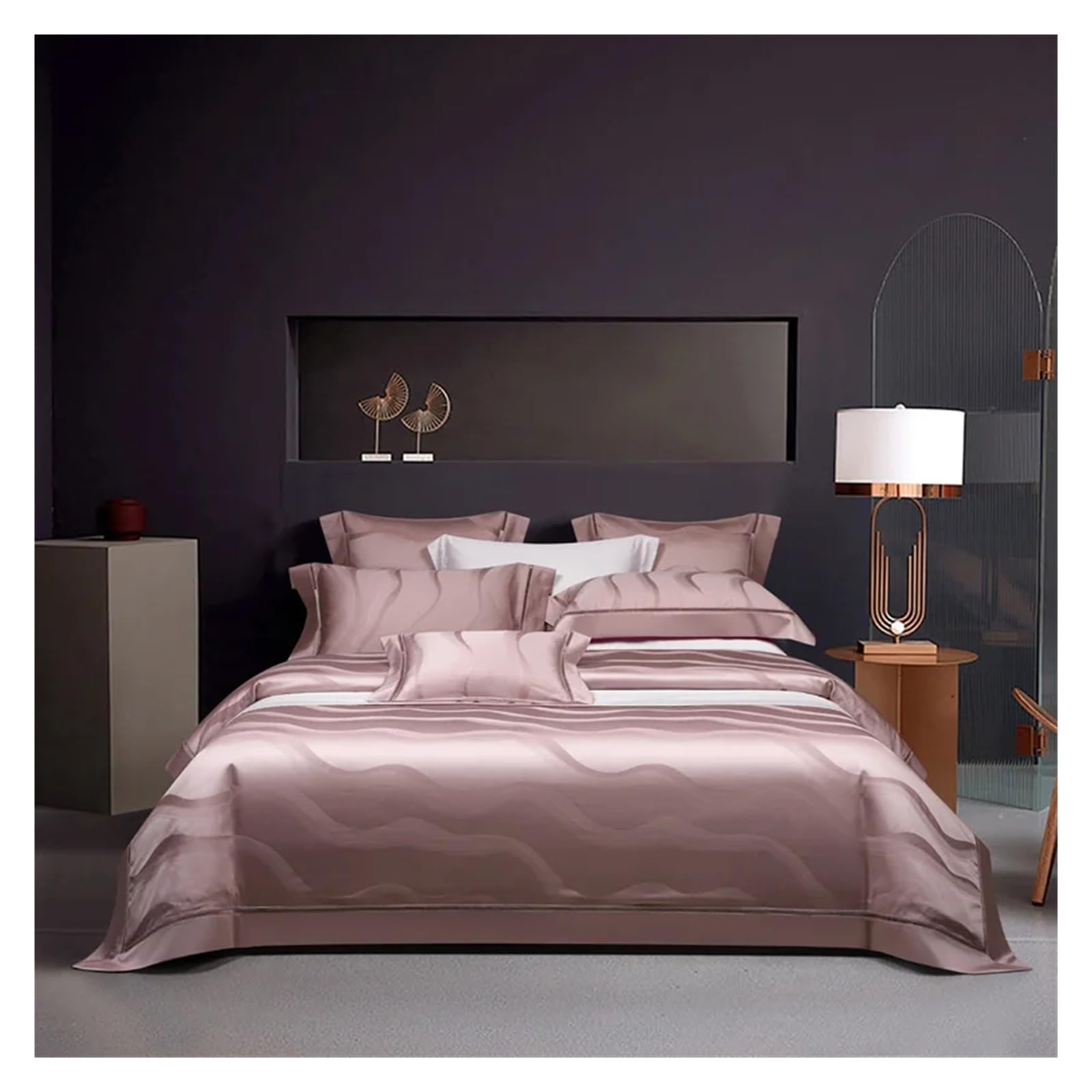 Sbcgfy C Bed Four Pieces Set, Bedding Set, Egyptian Otton 1000T, Jacquard Hollow Duvet Over, Luxury Sheets, Brocade Dyed Pillowcases,-Queen 7Pcs