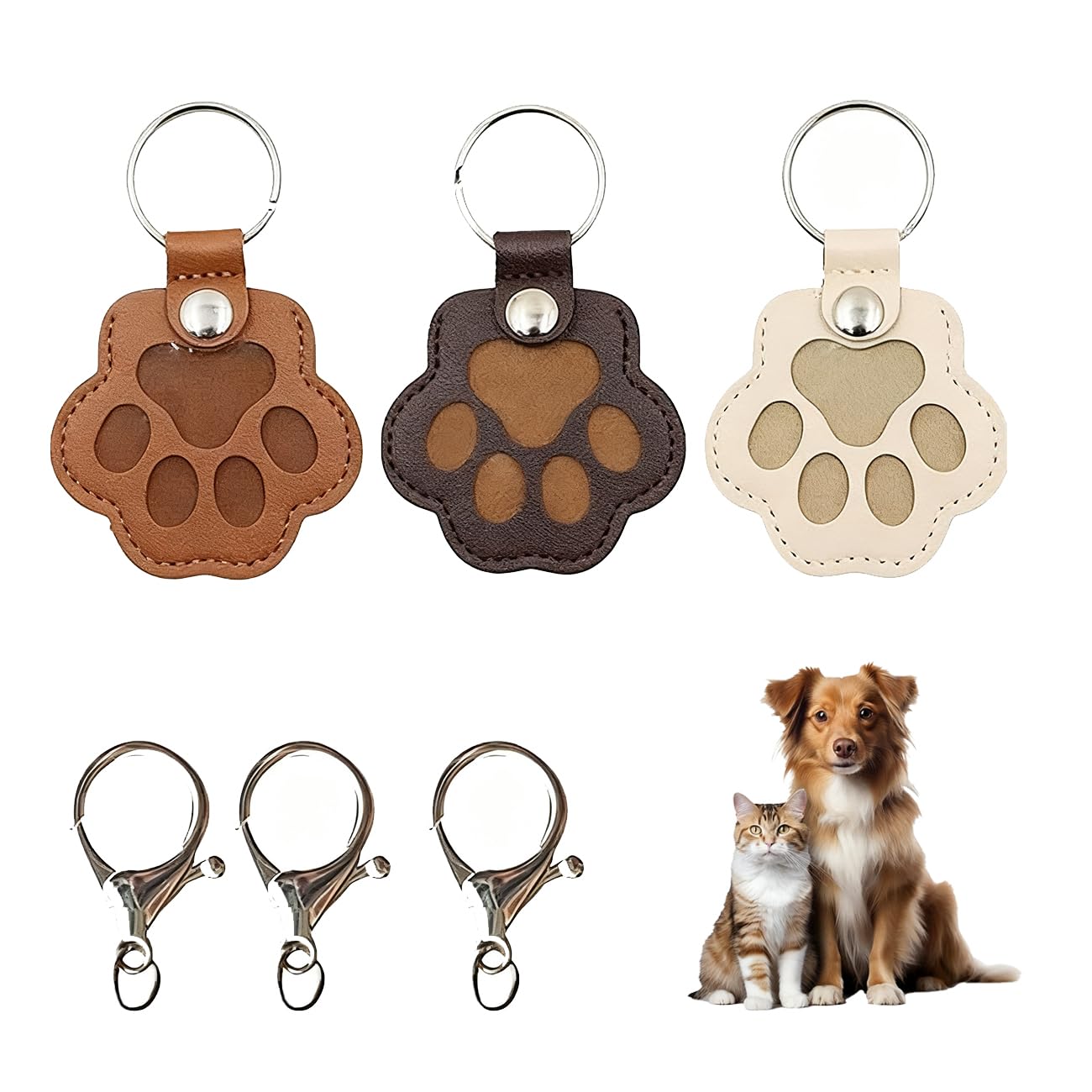 ToVii Dog Hair Collector Keychain, Dog Hair Storage Keychain, Cute Paw Keychains Pet Hair Keepsake Keyring, Leather Pet Memorial Keychains, Memorial Collection Keyring Gift for Pets Lovers