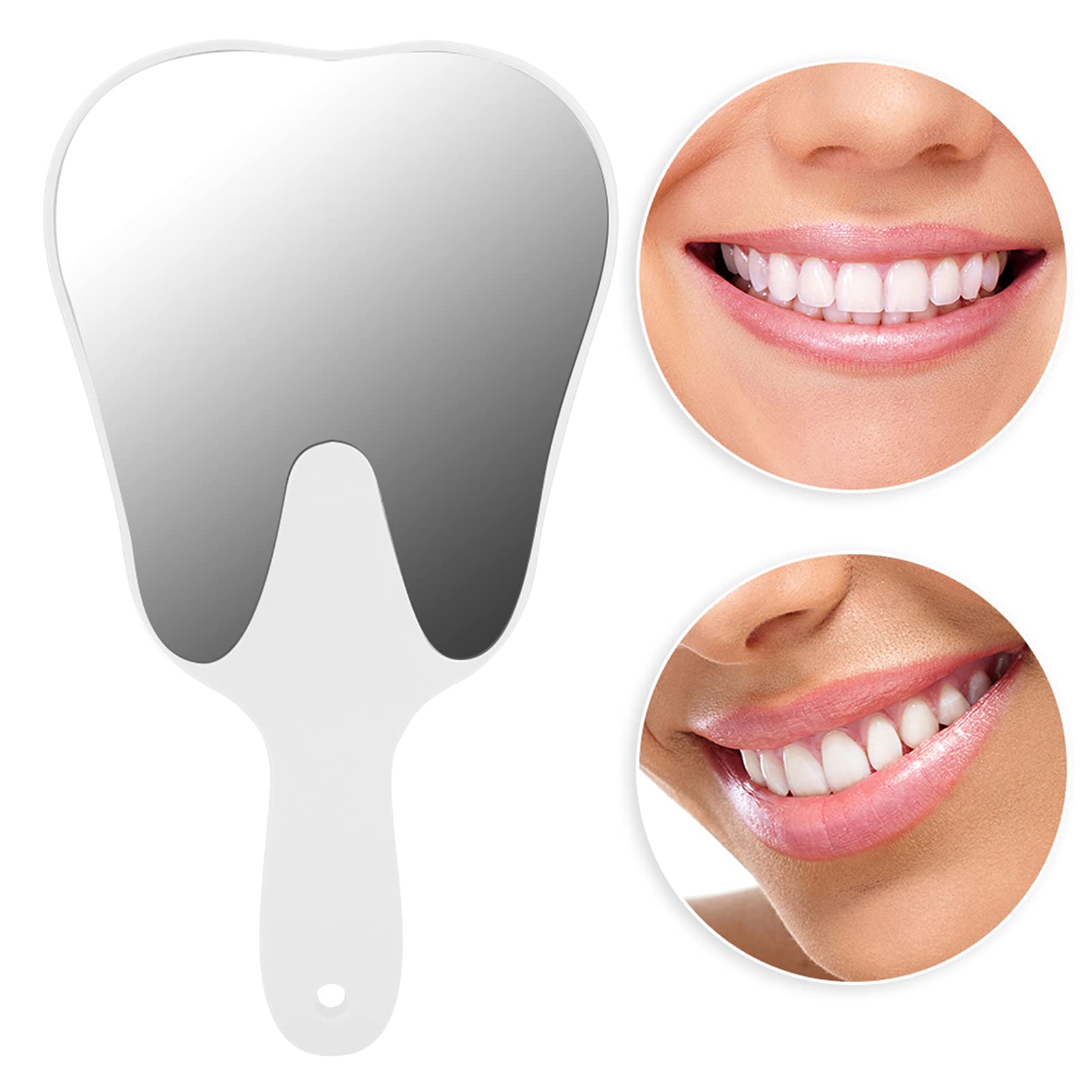 Espejo De Mano En Forma De Diente Espejo De Maquillaje Lindo Espejos Dentales De Plástico De Mano Con Mango Espejo De Mano Cosmético Para Mujeres Hombres Accesorio Dental(White)