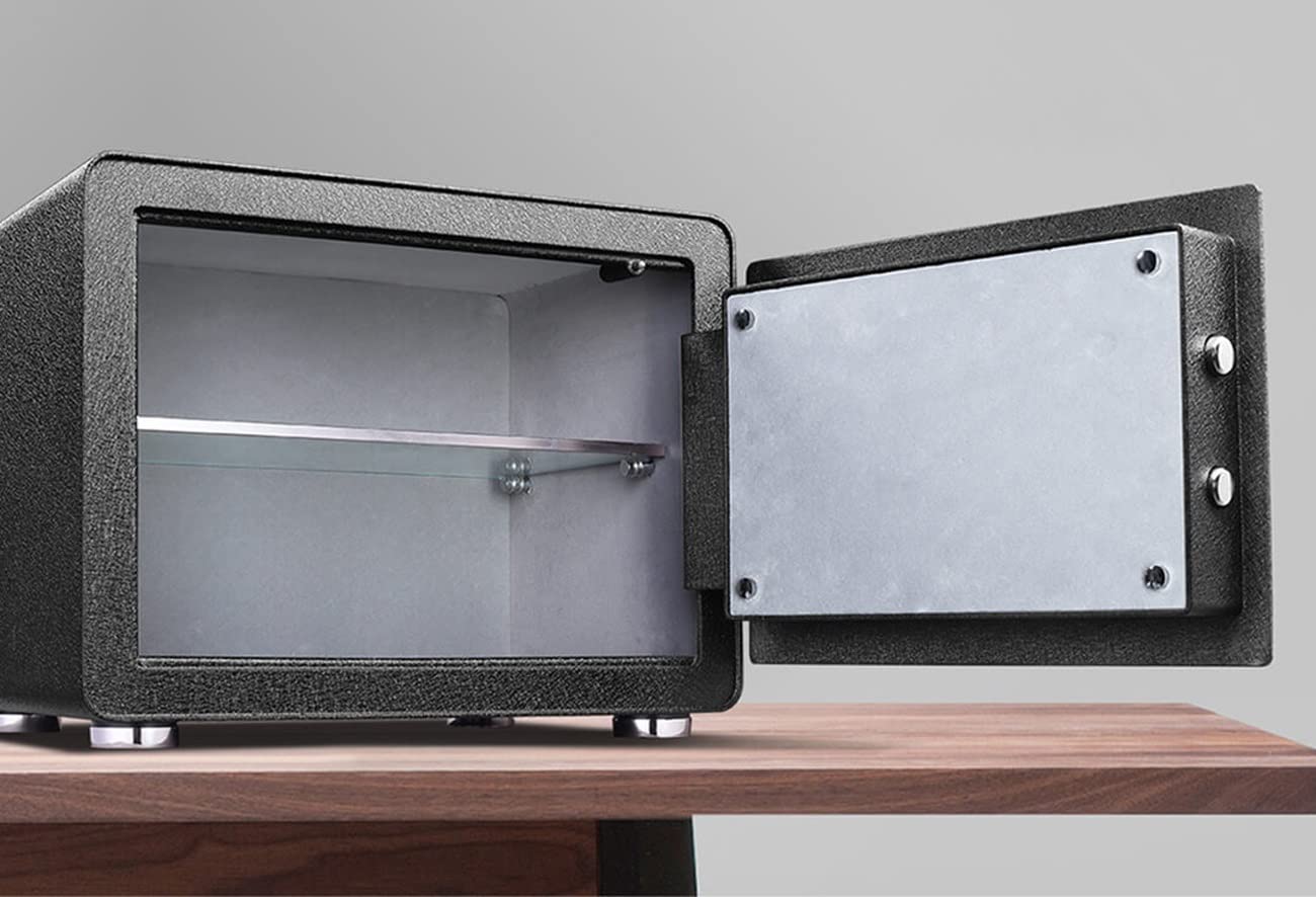 Cassetta di sicurezza, piccola cassaforte antifurto per uso domestico, cassaforte di sicurezza con impronte digitali, protezione di denaro, documenti, gioielli, oggetti di valore per hotel, casa, uff