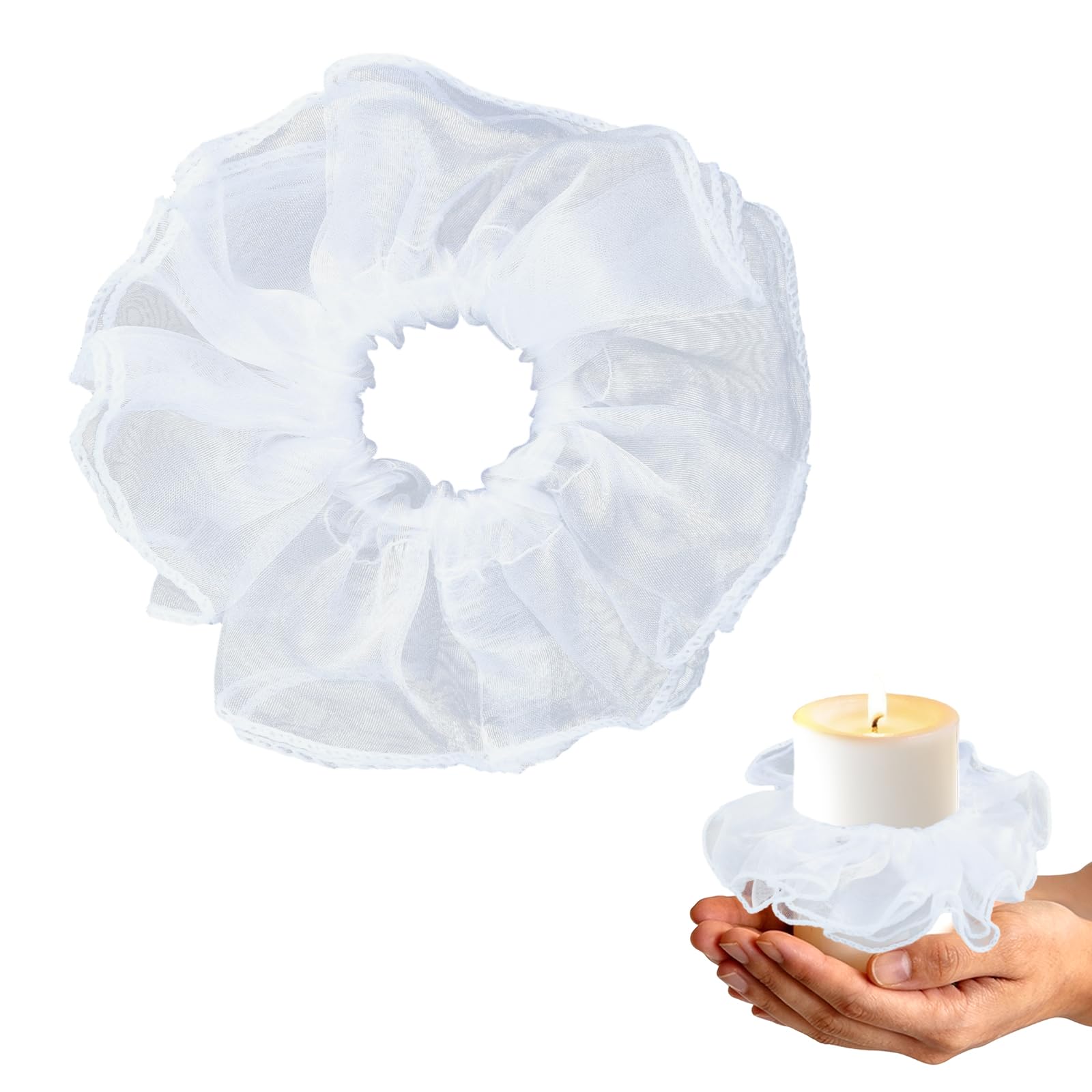 Tropfenfänger Kommunionkerze, Kommunionkerze Tropfschutz, Spitze Tropfschutz Kerzenmanschette 6CM, Weißes Netz Tropfschutzkappe Kerze, für Taufkerzen Hochzeitskerzen (A)