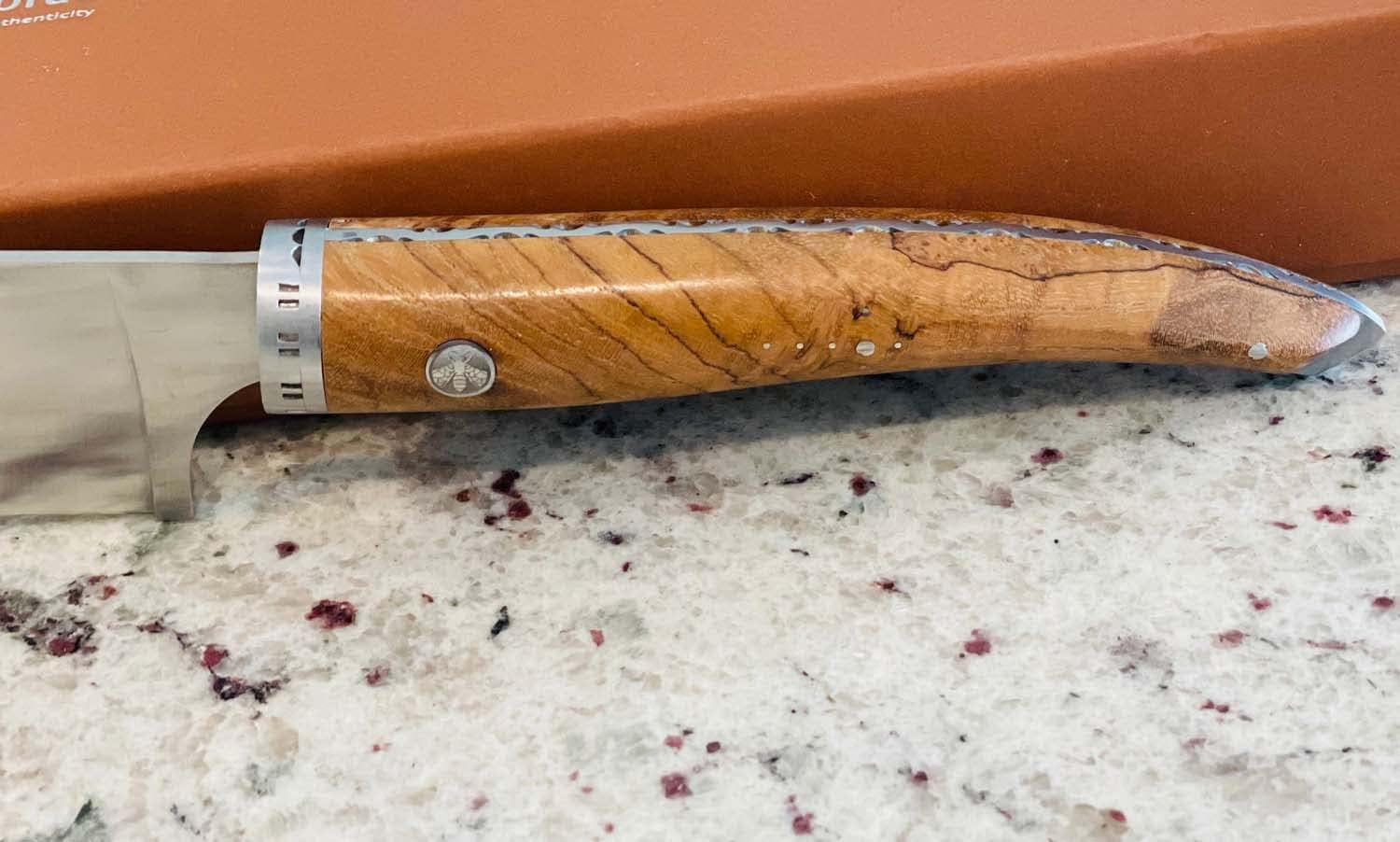 Laguiole en Aubrac Cuisine Gourmet Stainless Fully Forged Steel Made In France Cook's Chef 's Knife, 8-in / 20.3cm (Teak Wood Handle)