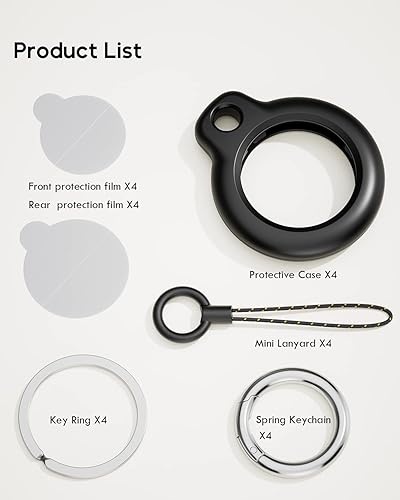 Miniatura 6 de Paquete de 4 fundas protectoras de policarbonato duro para AirTag, resistencia a los arañazos, a prueba de golpes y resistente al desgaste, con