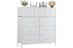 Sweetcrispy Dresser for Kids' Bedrooms: 9-Drawer Fabric Storage Tower
