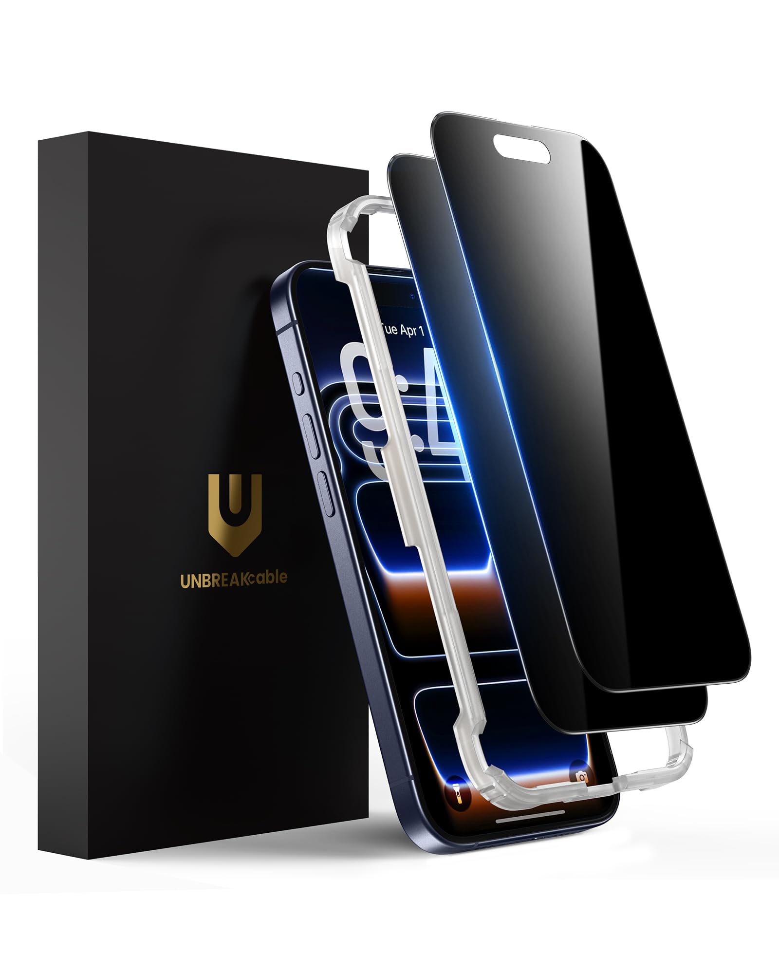 UNBREAKcable Panzer Sichtschutz Glas Kompatibel für iPhone 17 Pro (6,3 Zoll) Blickschutzfolie Privacy Screen mit Anti Spy, Kratzfest, Anti-Fingerprint und blasenfrei - 2 Stück