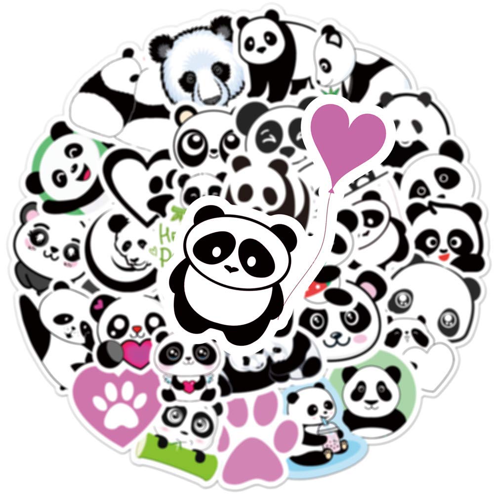 AUCEKO 50 Stück Panda Aufkleber Pack Der Panda Sticker Set wasserdichte Vinyl Sticker für Laptop Kinder Autos Motorrad Fahrrad Skateboard Gepäck Koffer Computer Aufkleber Graffiti Decal